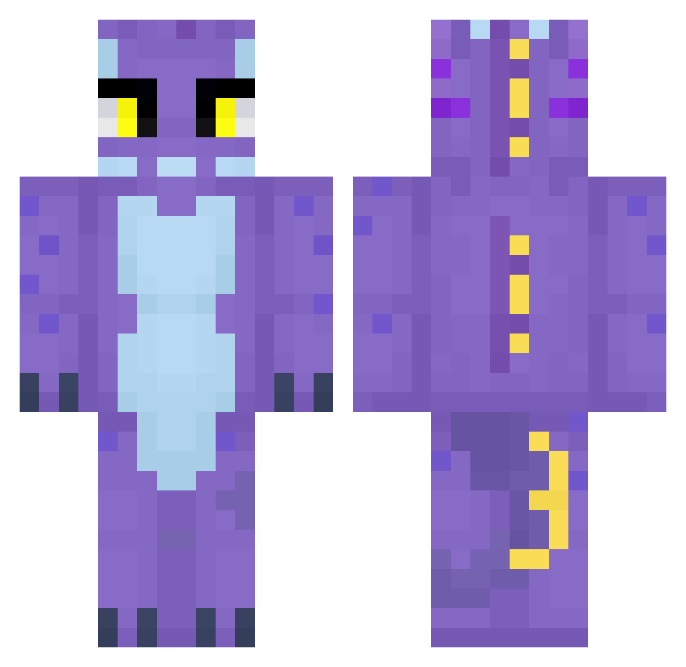 BitVoid Minecraft skin, front and back view