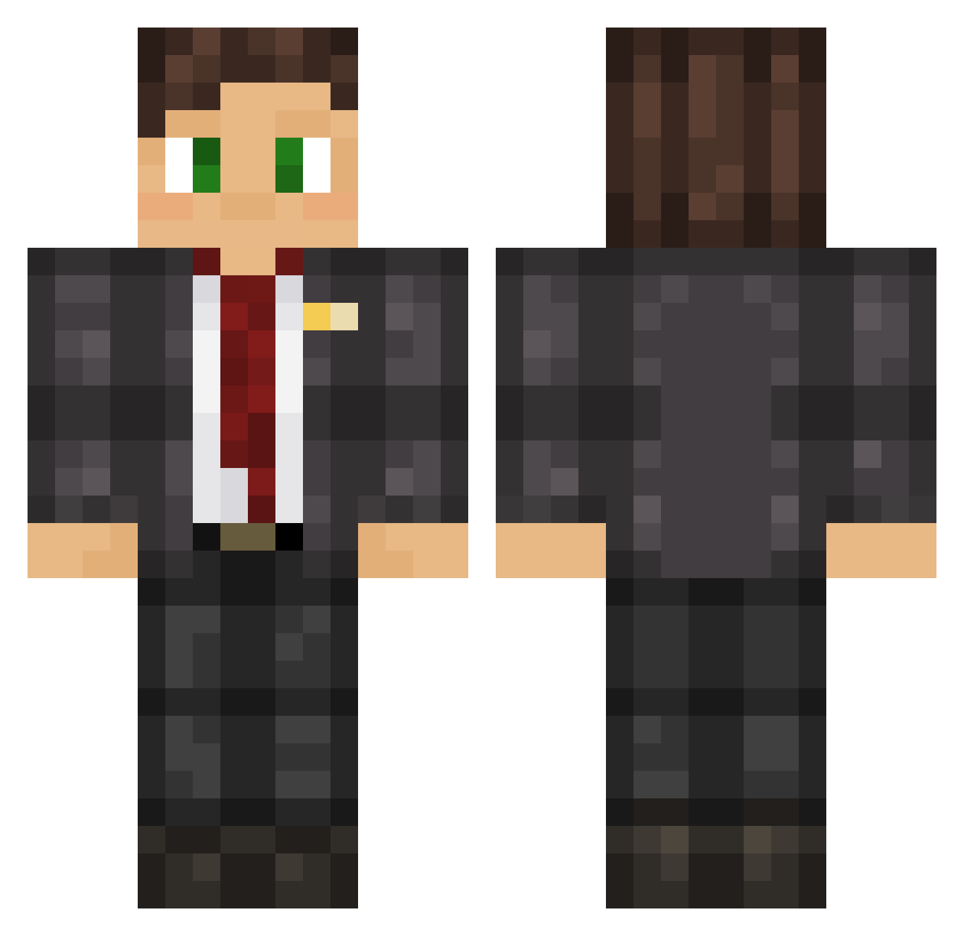 BlastedClub2 Minecraft skin, front and back view
