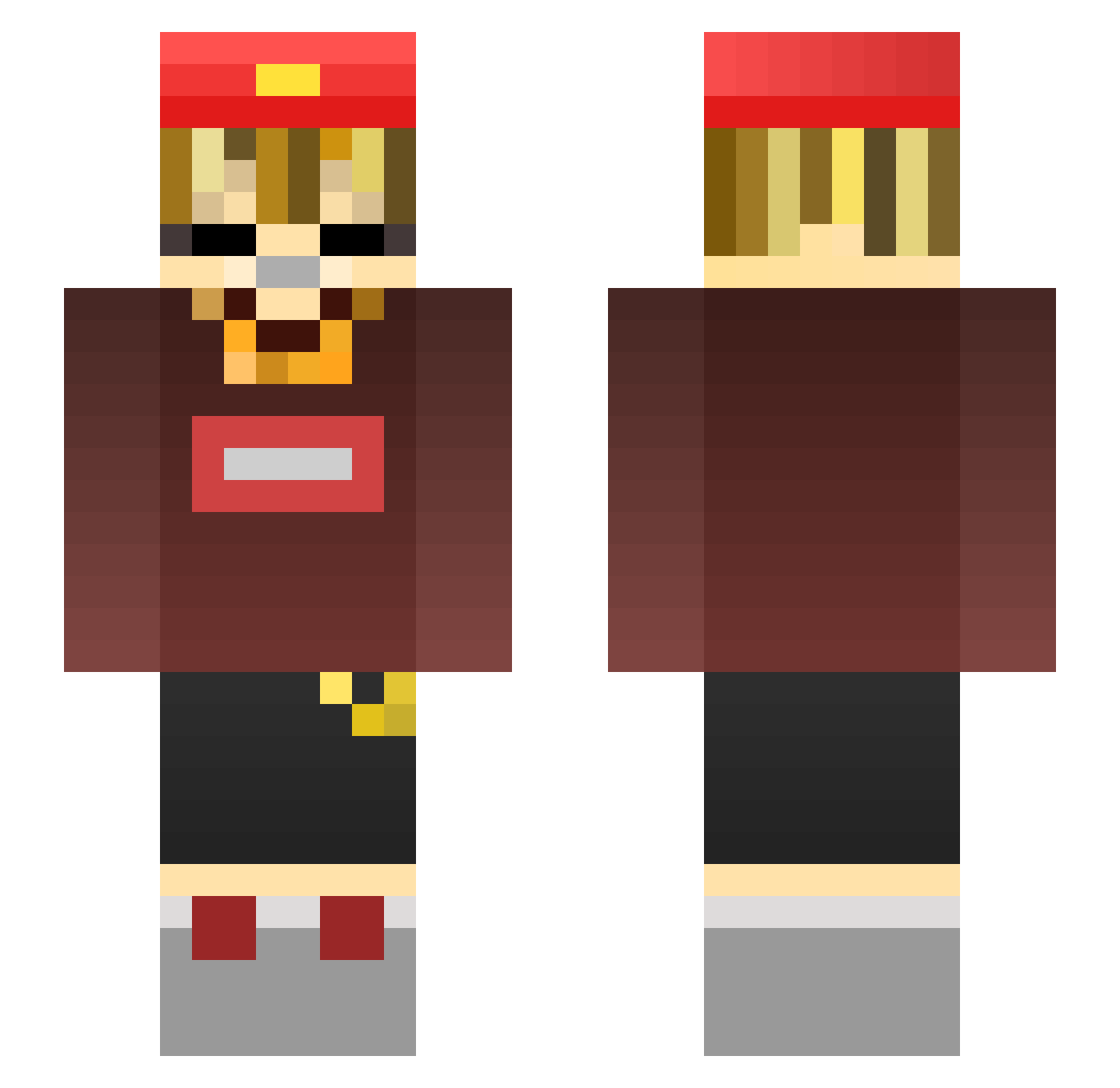 KillaClash Minecraft skin, front and back view