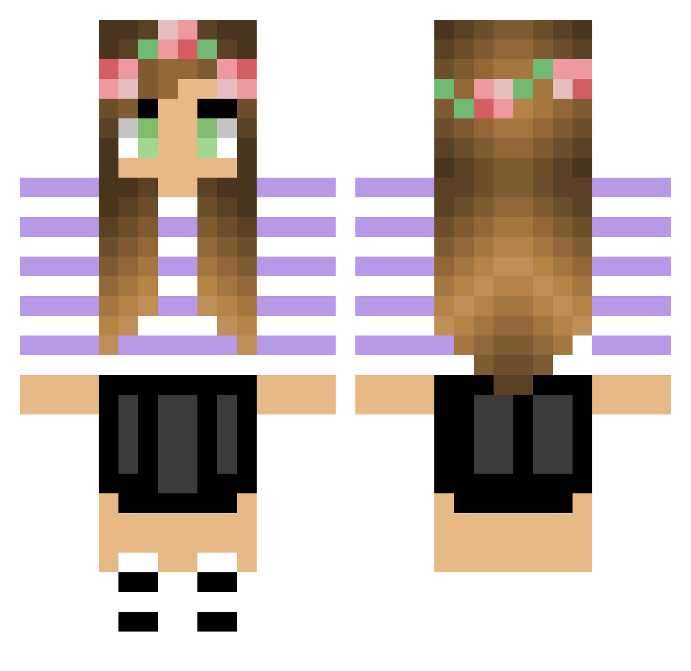 Rockrose Minecraft skin, front and back view