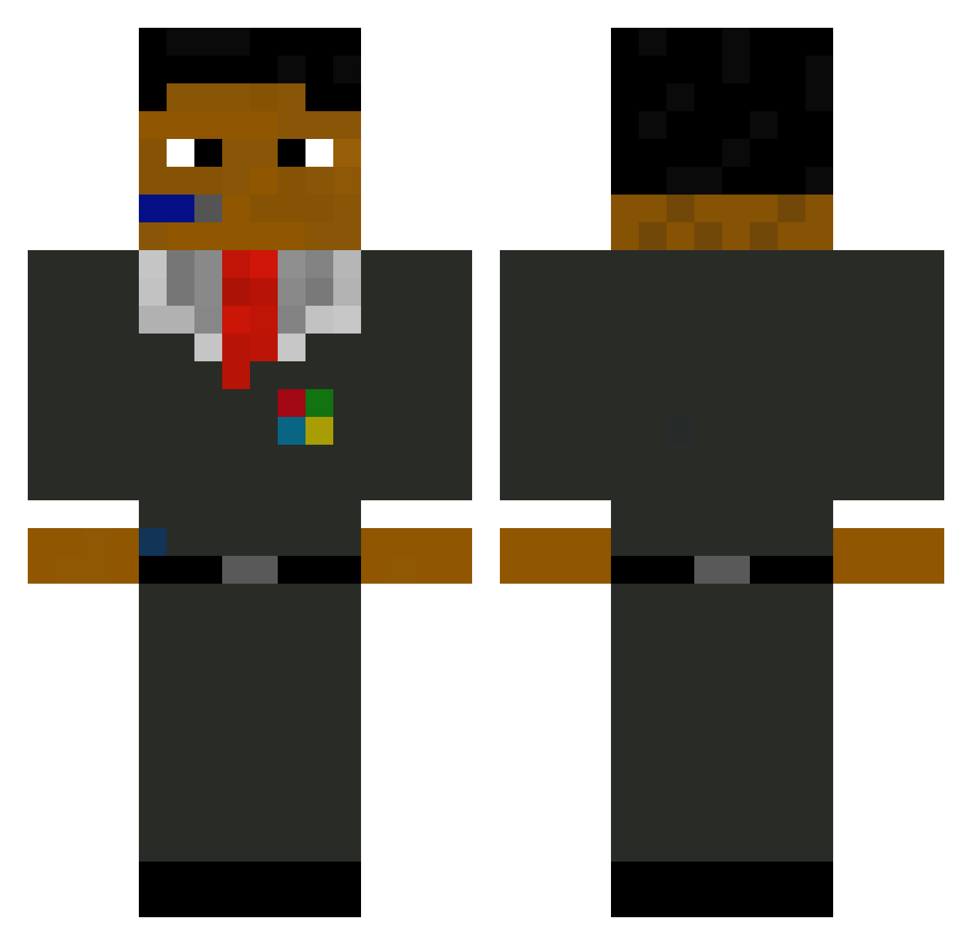 Tivmas Minecraft skin, front and back view