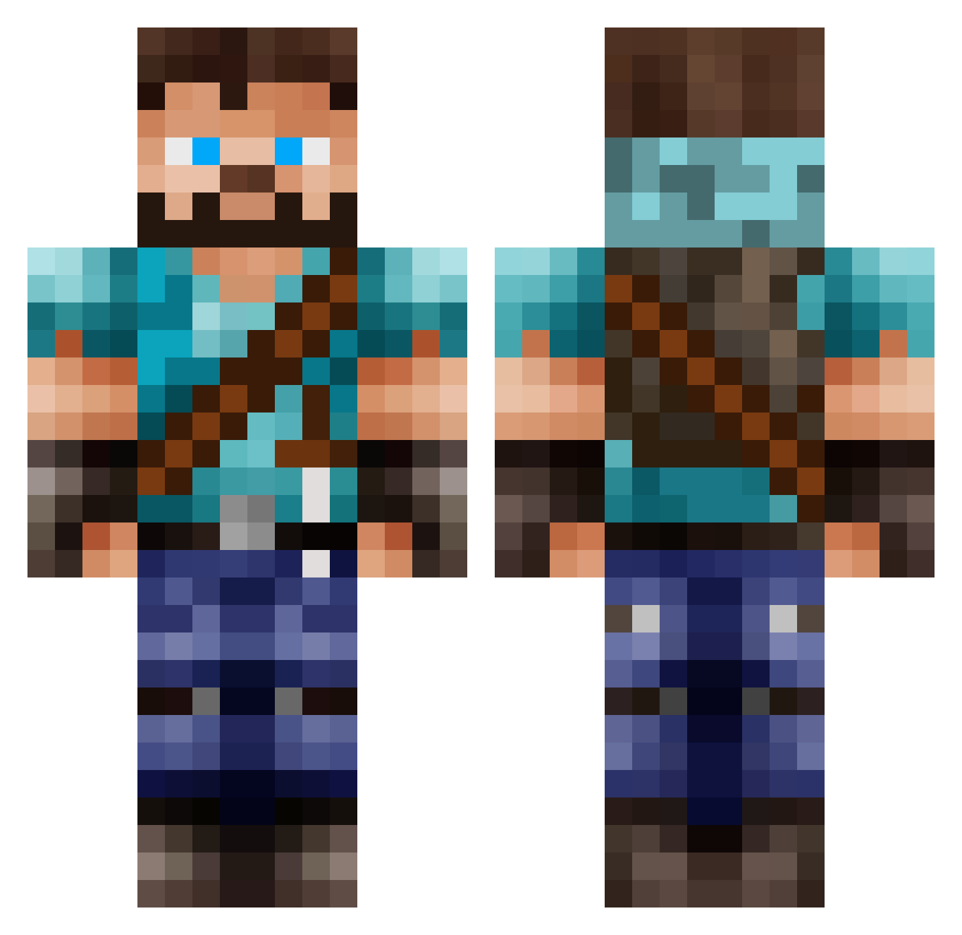 Thranoraqs Minecraft skin, front and back view