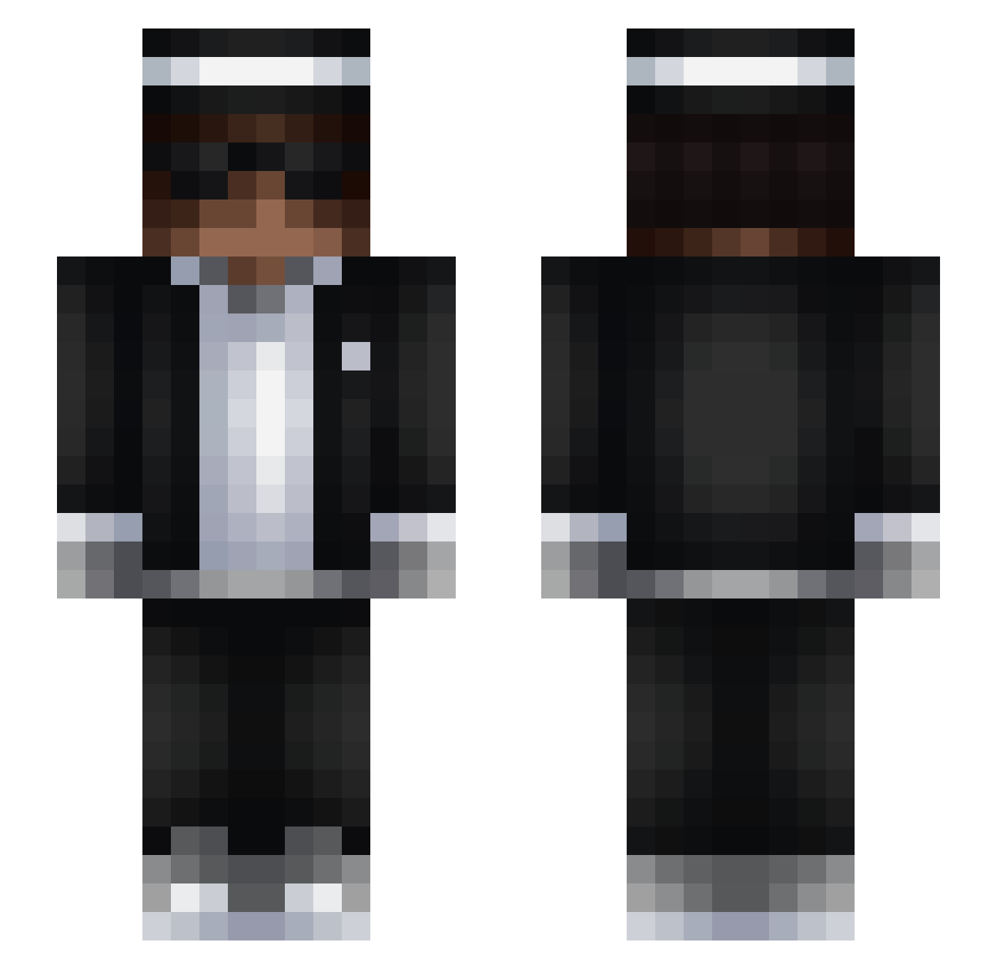Hex4ou Minecraft skin, front and back view