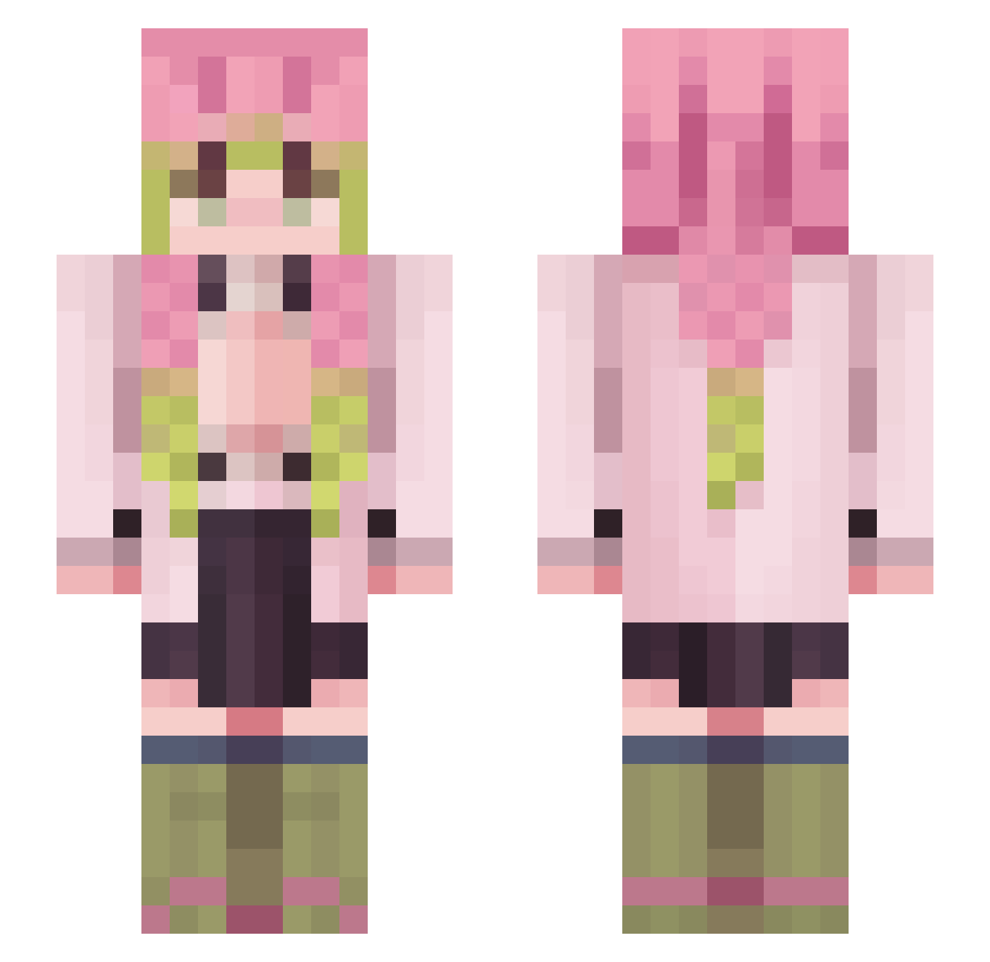Zakoyaki Minecraft skin, front and back view