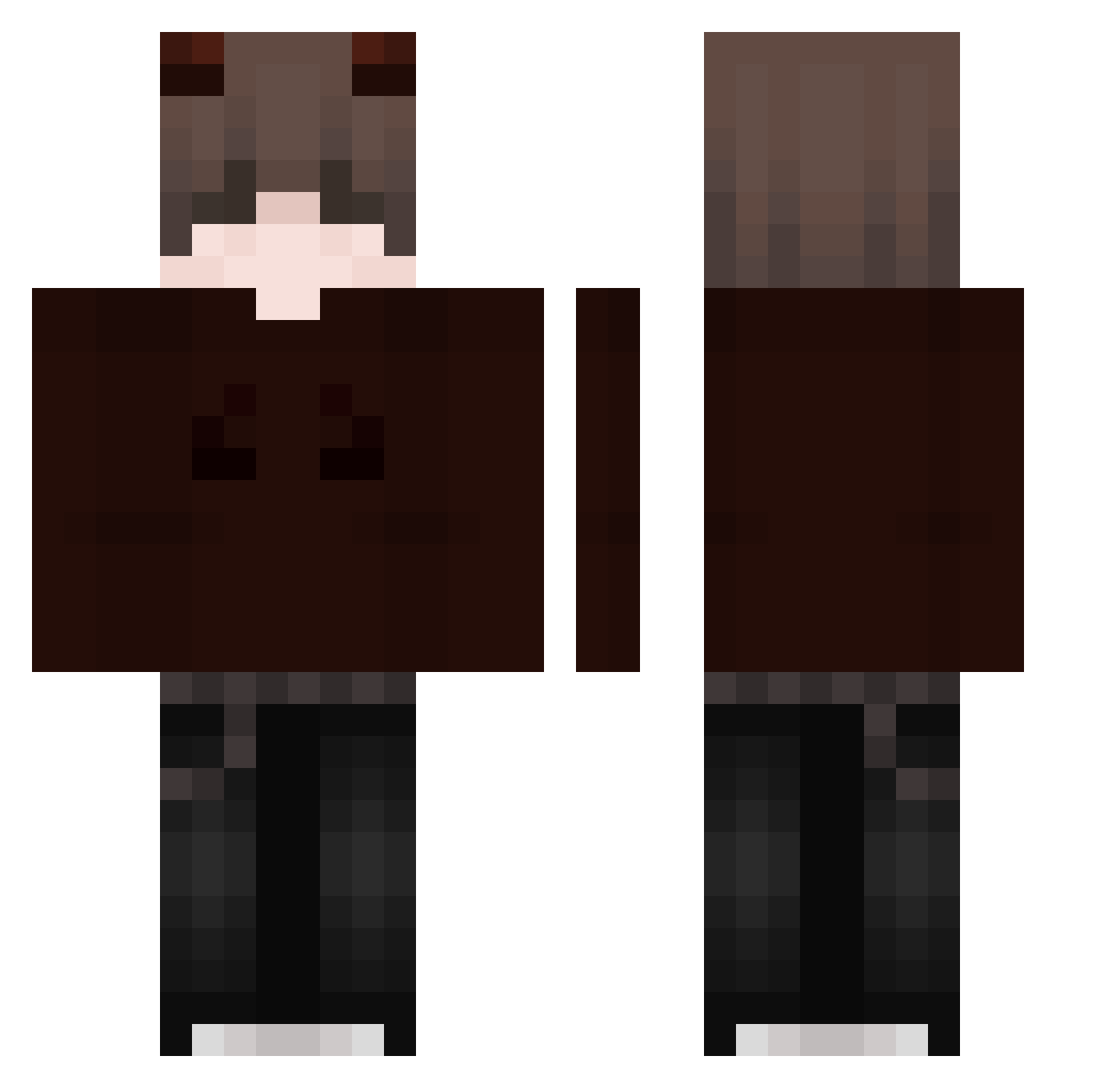 RowletPlayz9885 Minecraft skin, front and back view