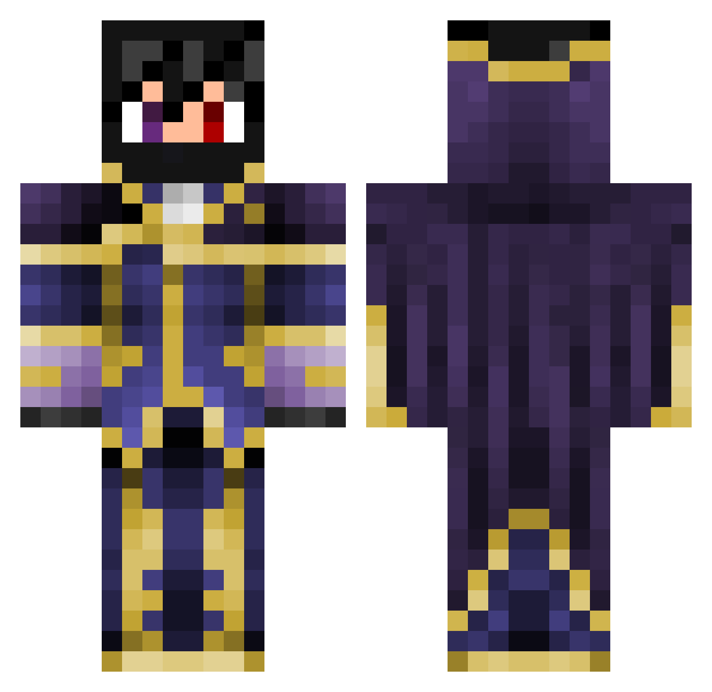 NathanMV Minecraft skin, front and back view