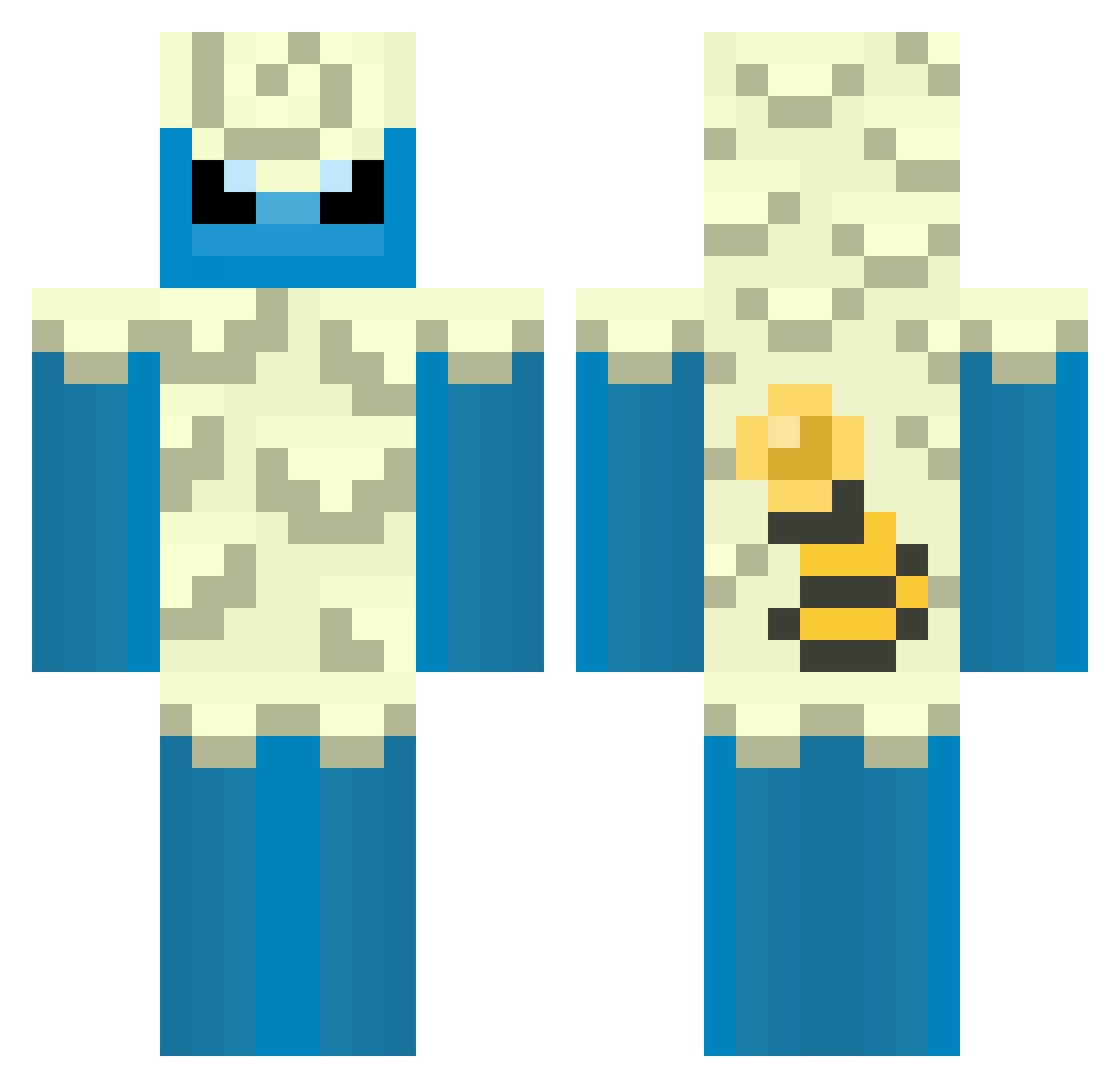 VirtualKiwi Minecraft skin, front and back view