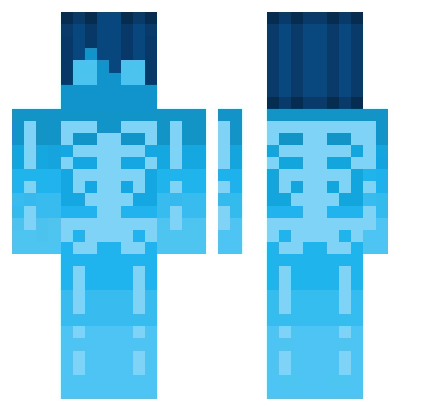 BlueEdition Minecraft skin, front and back view