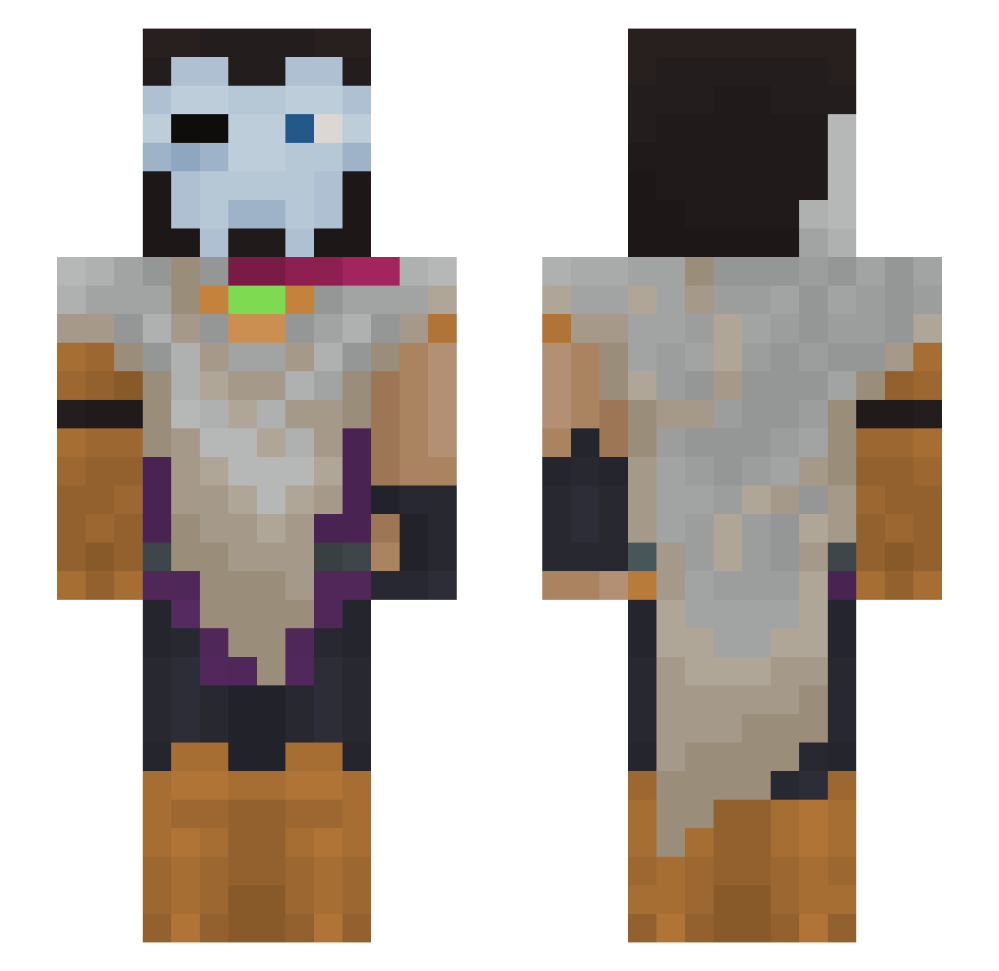 Selenate Minecraft skin, front and back view