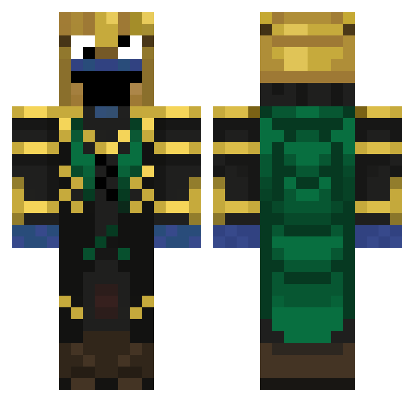 Reinless Minecraft skin, front and back view