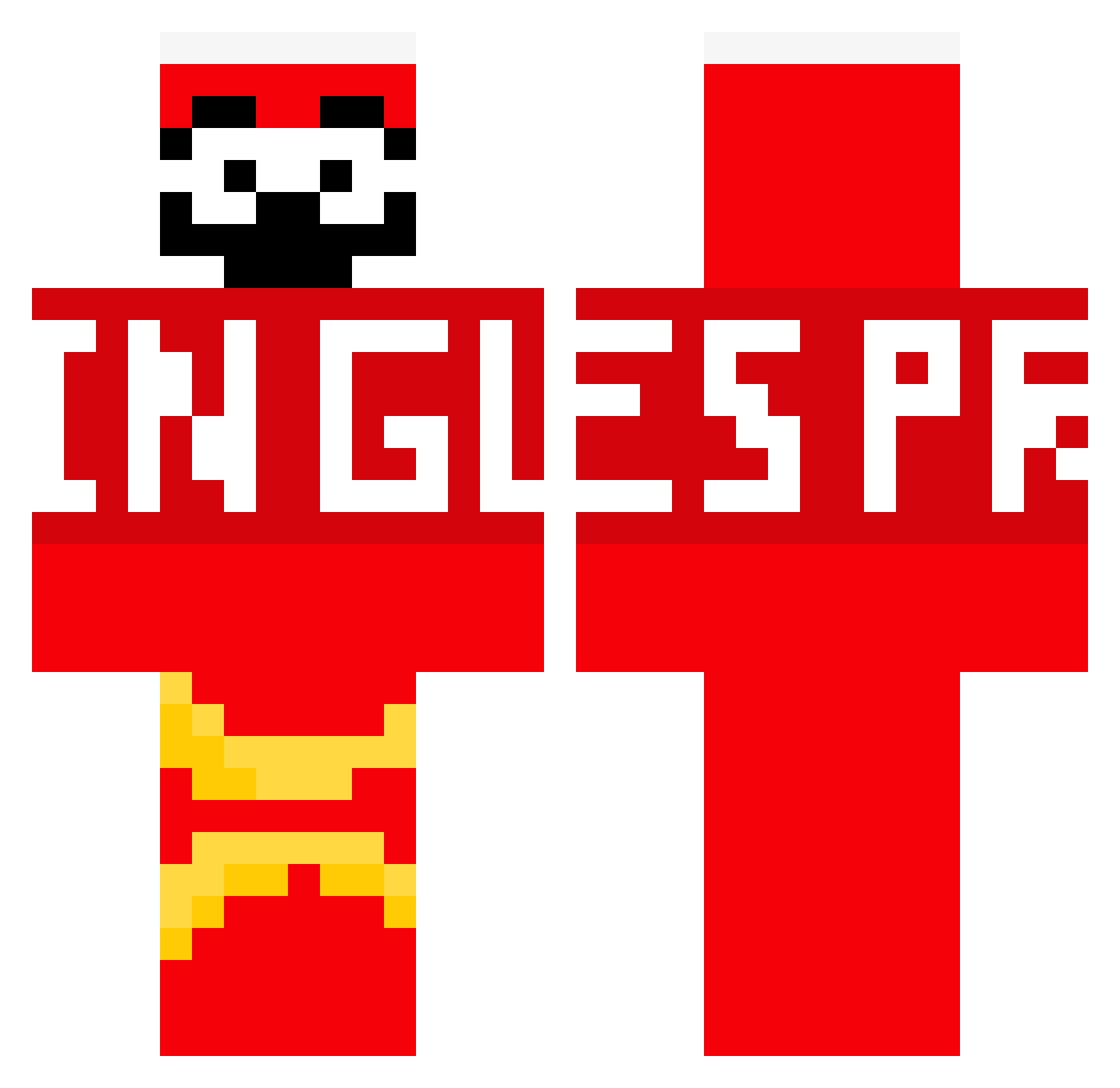PR1NGELS_ Minecraft skin, front and back view