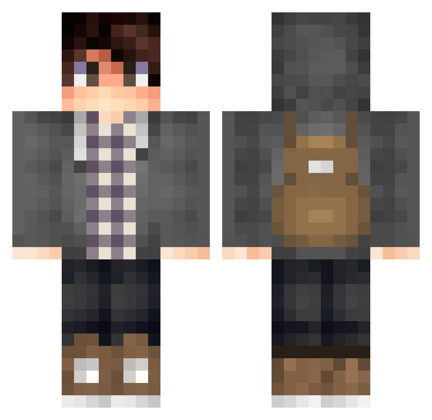 FishyChipz Minecraft skin, front and back view