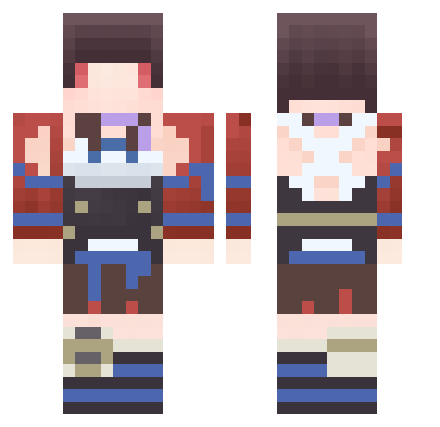 MeguminXD Minecraft skin, front and back view