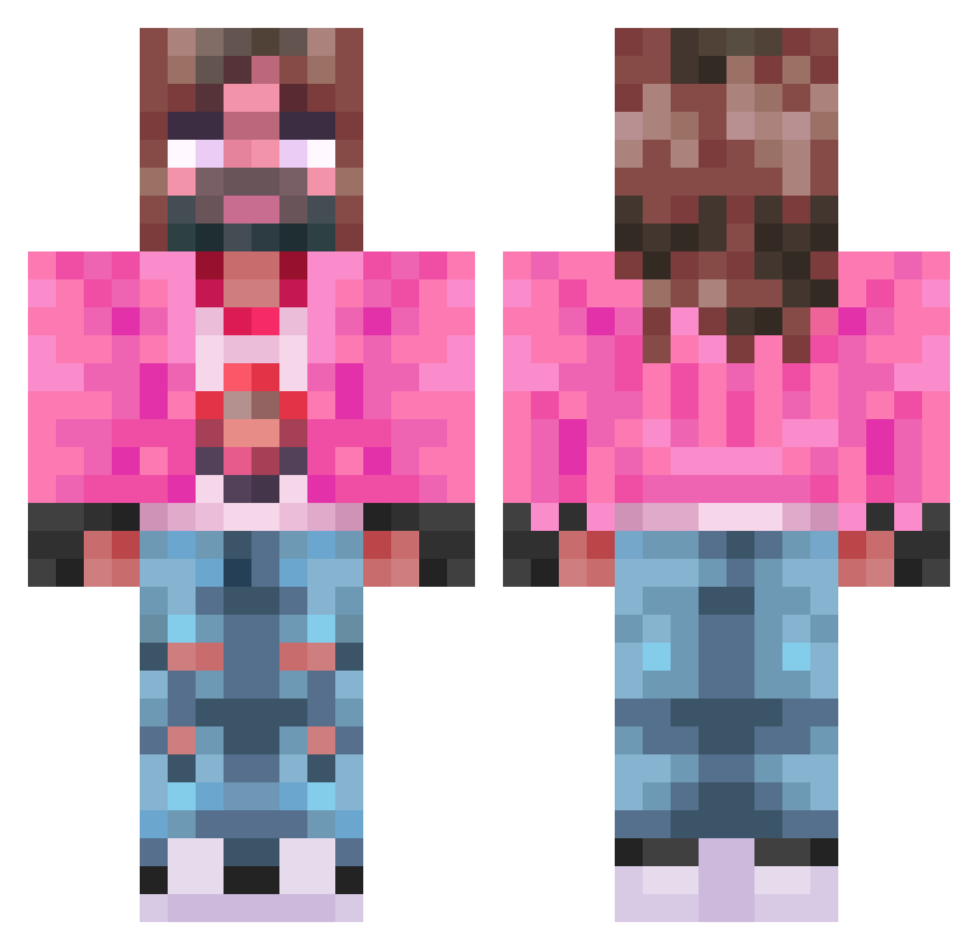 Frogtism Minecraft skin, front and back view