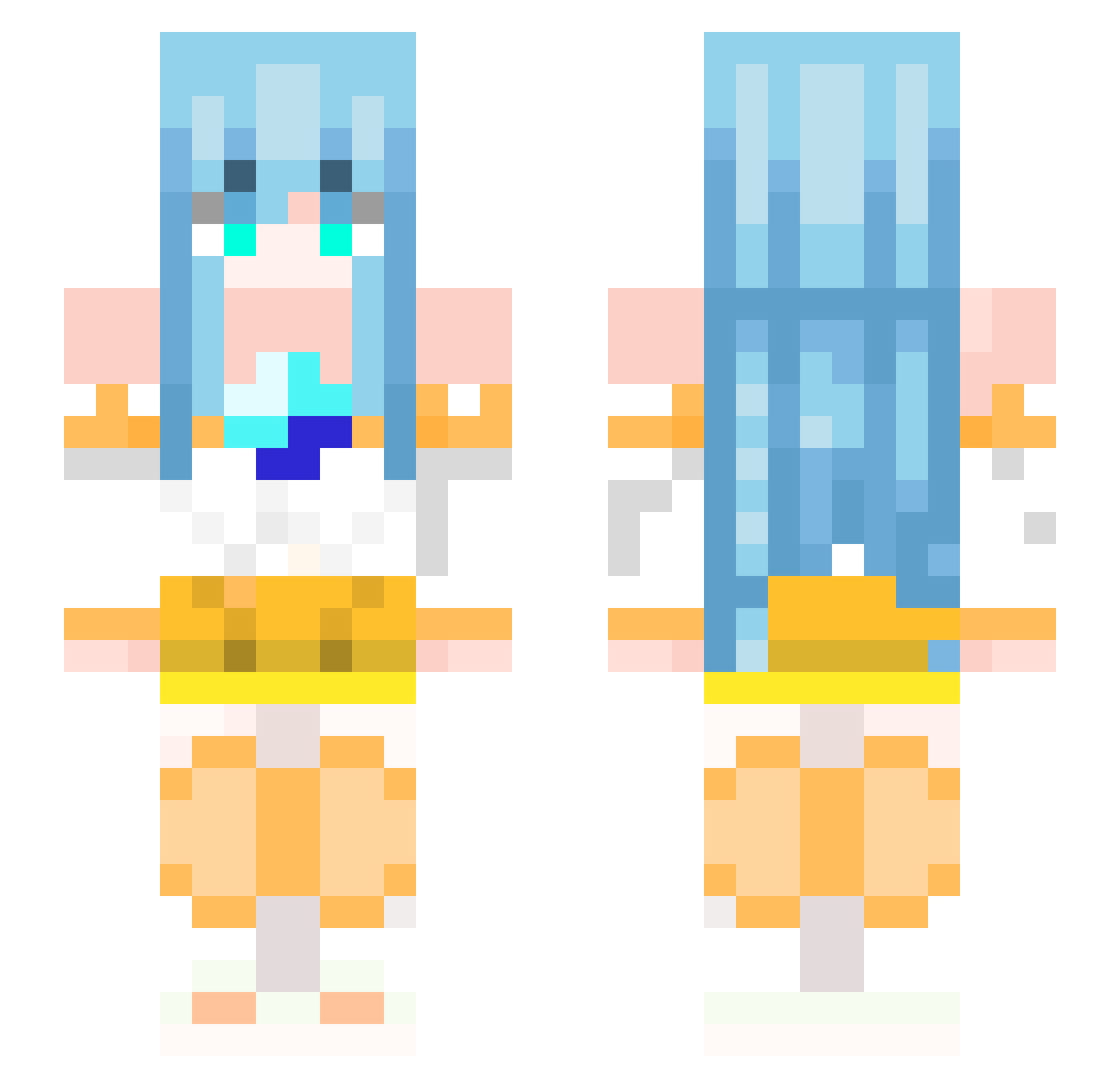 Zumbilandon Minecraft skin, front and back view
