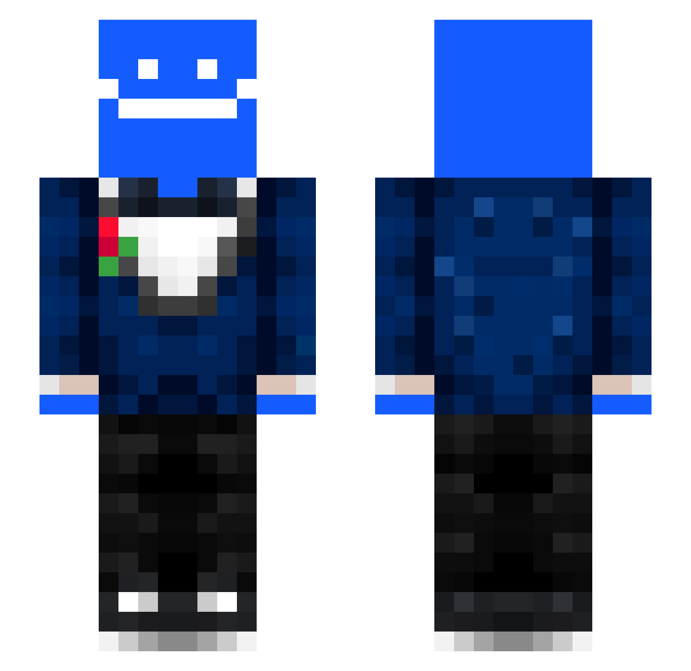 ZortCD Minecraft skin, front and back view