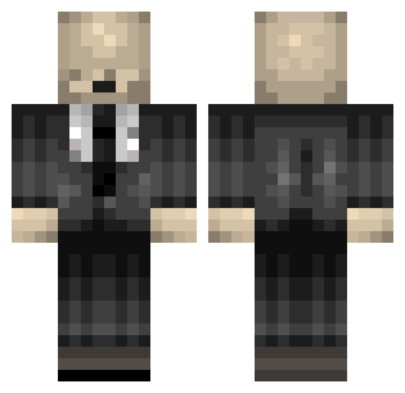 vSuffer Minecraft skin, front and back view