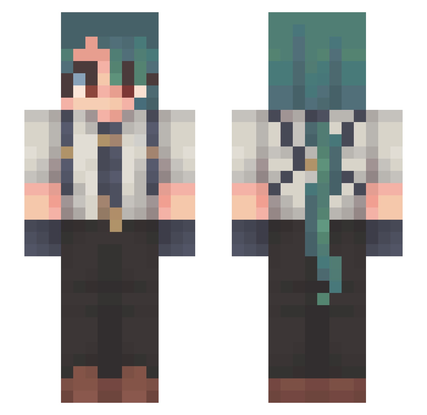 wiiuben Minecraft skin, front and back view