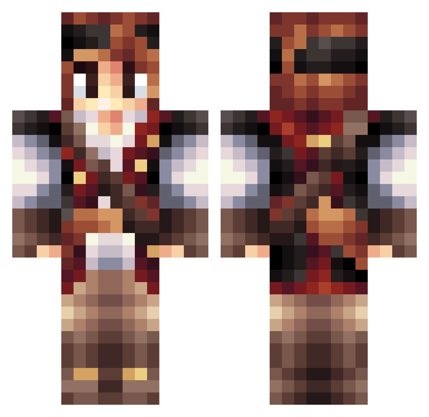 Coretta Minecraft skin, front and back view