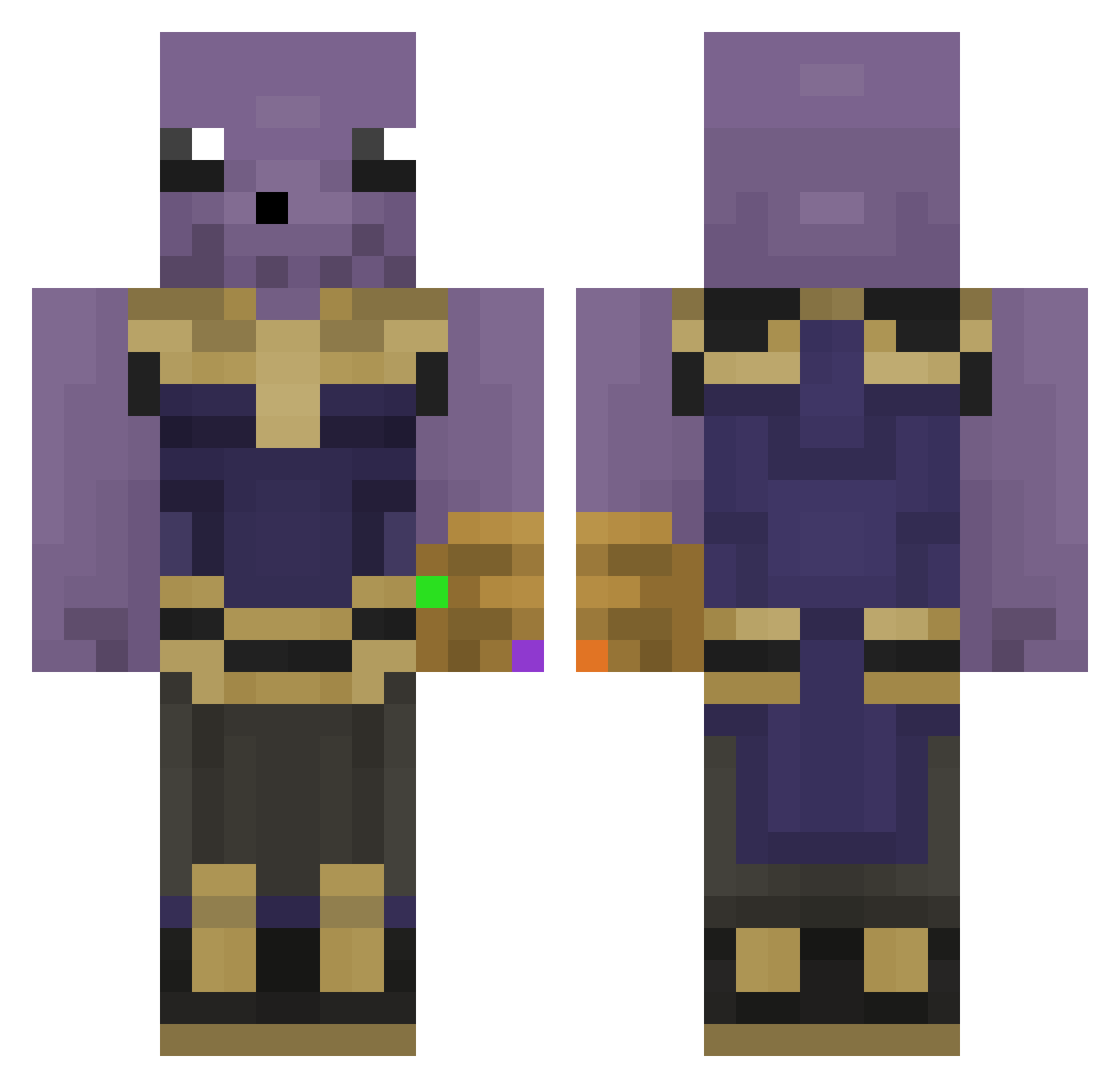 ShadyMouse Minecraft skin, front and back view