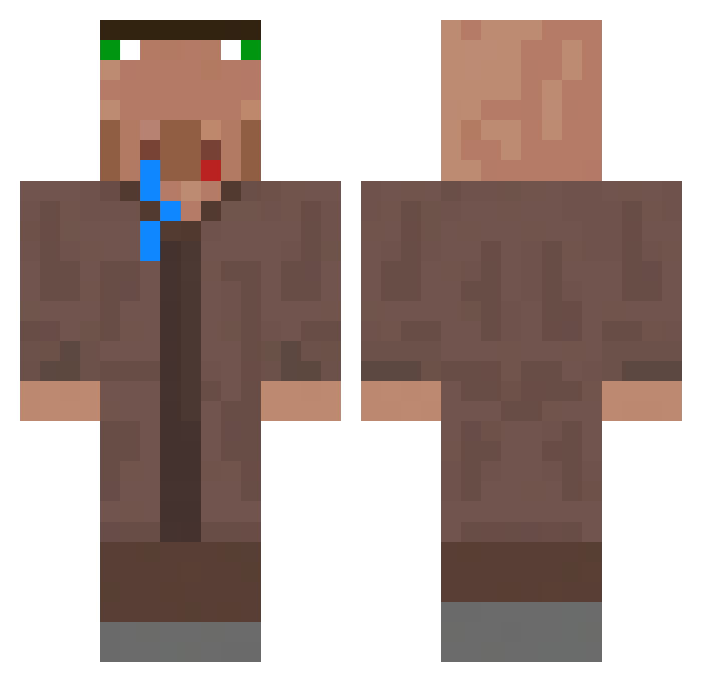 Suphamax Minecraft skin, front and back view