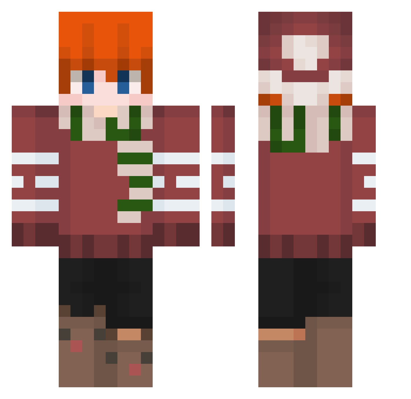TheCopperCrow Minecraft skin, front and back view