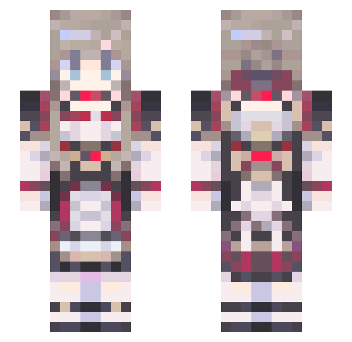 NormalKara Minecraft skin, front and back view