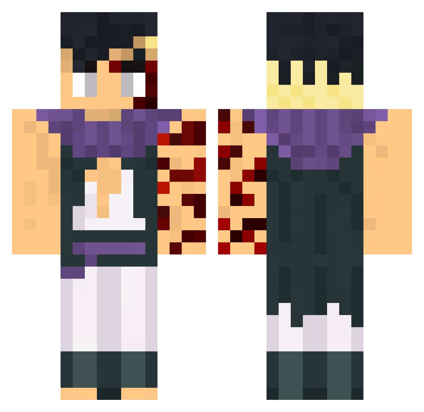 WarpKNight Minecraft skin, front and back view