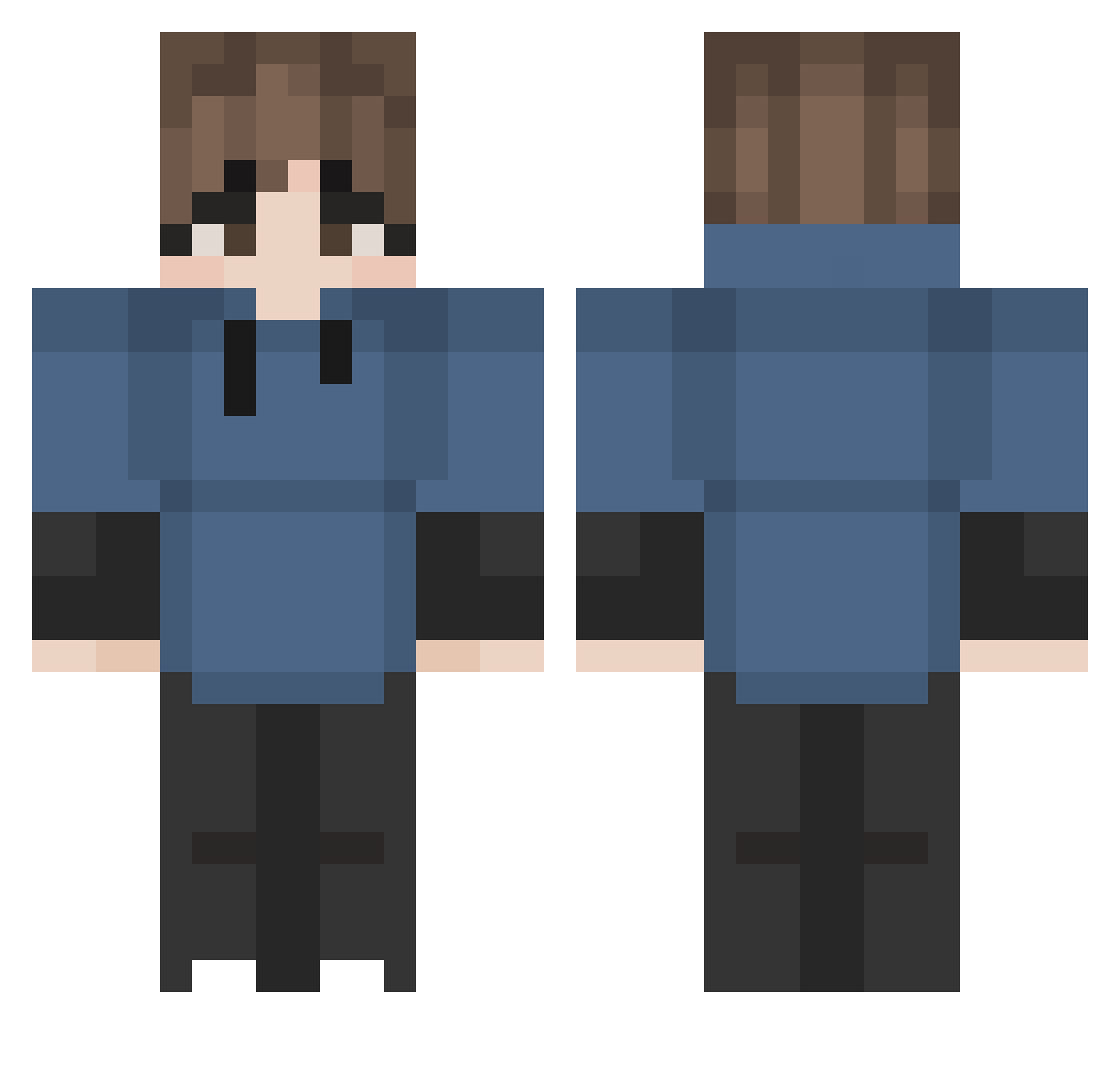 Wsaka Minecraft skin, front and back view