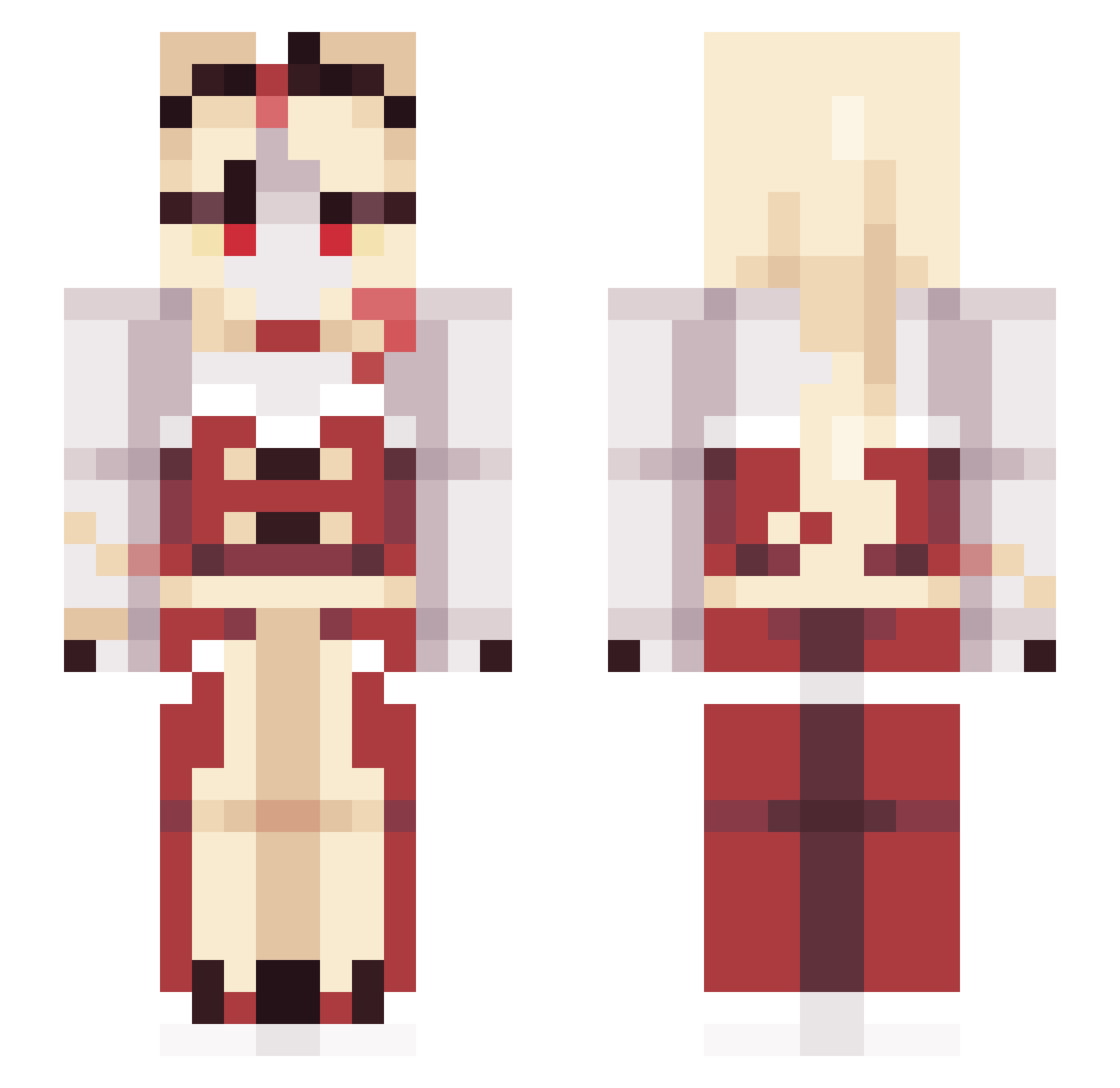 cup1dst4r Minecraft skin, front and back view