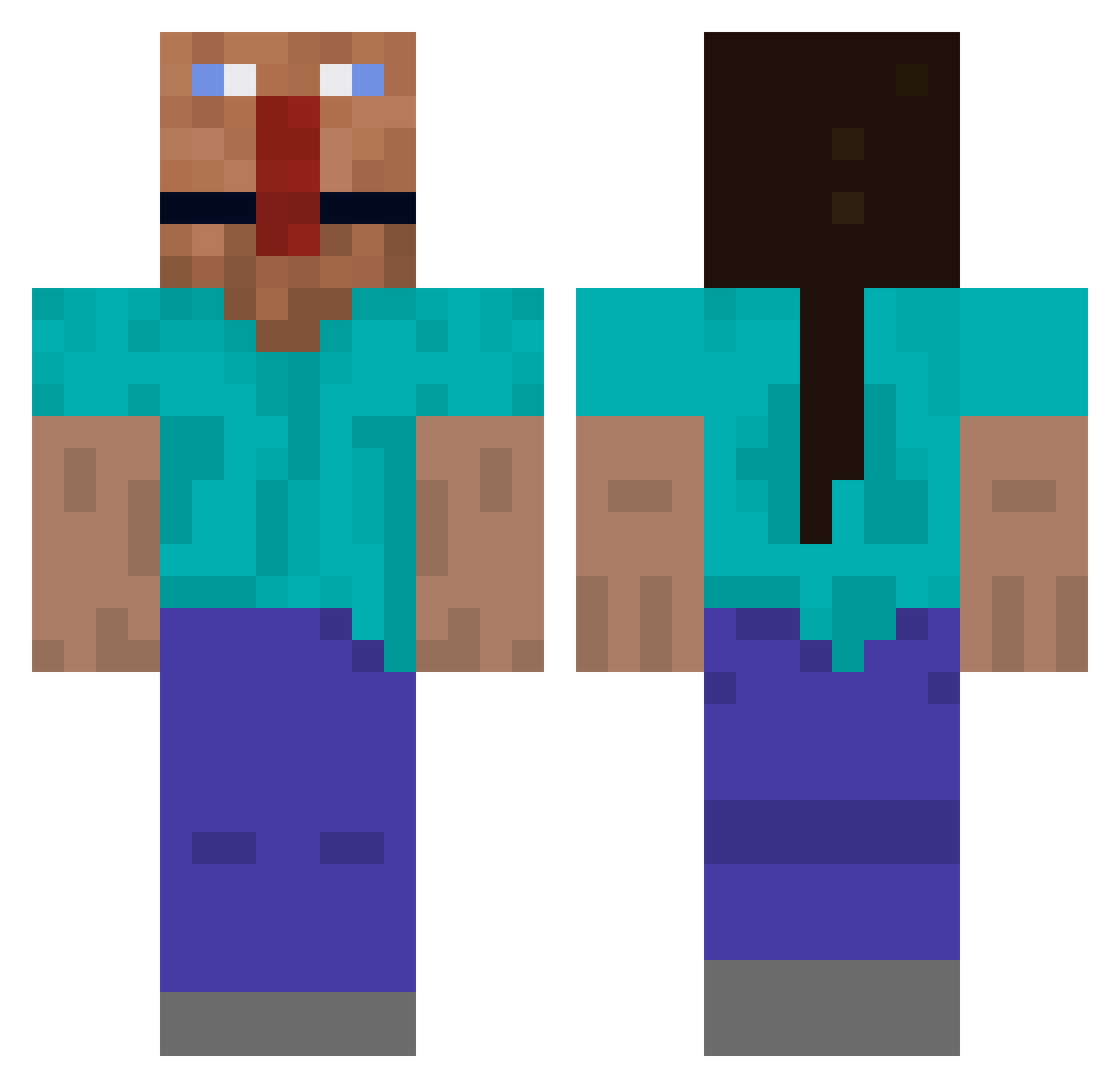 Rustyflopp1 Minecraft skin, front and back view
