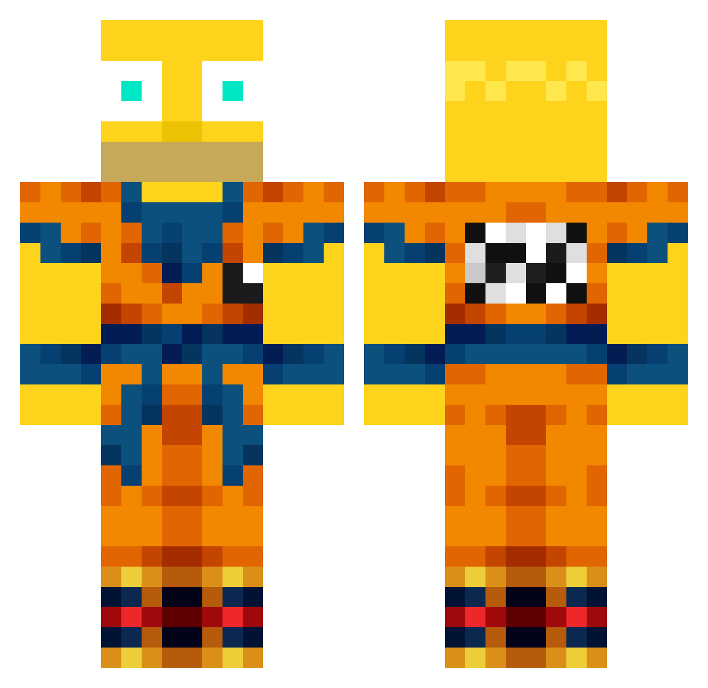 FlyingWeenis Minecraft skin, front and back view