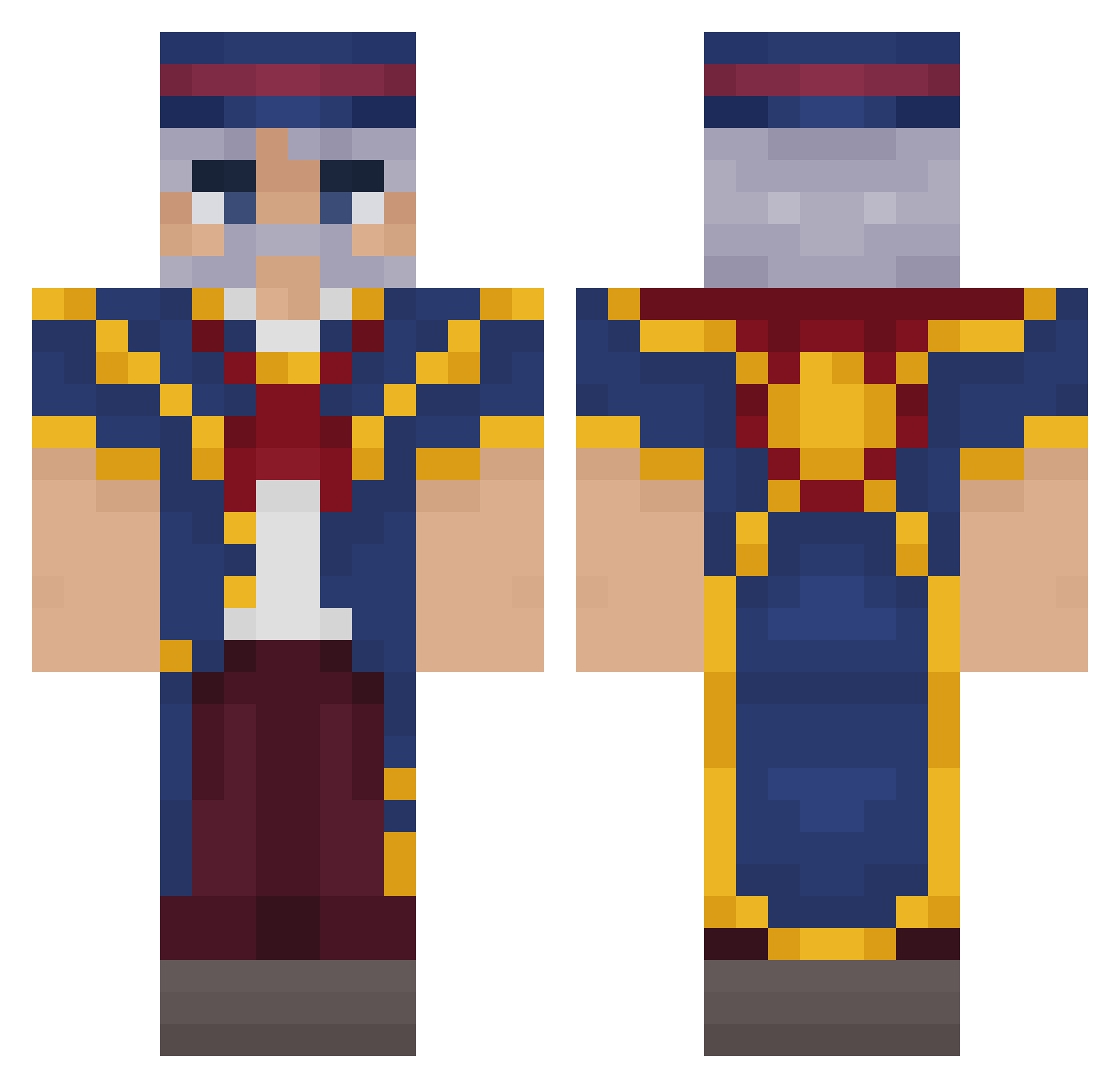 TopChic Minecraft skin, front and back view