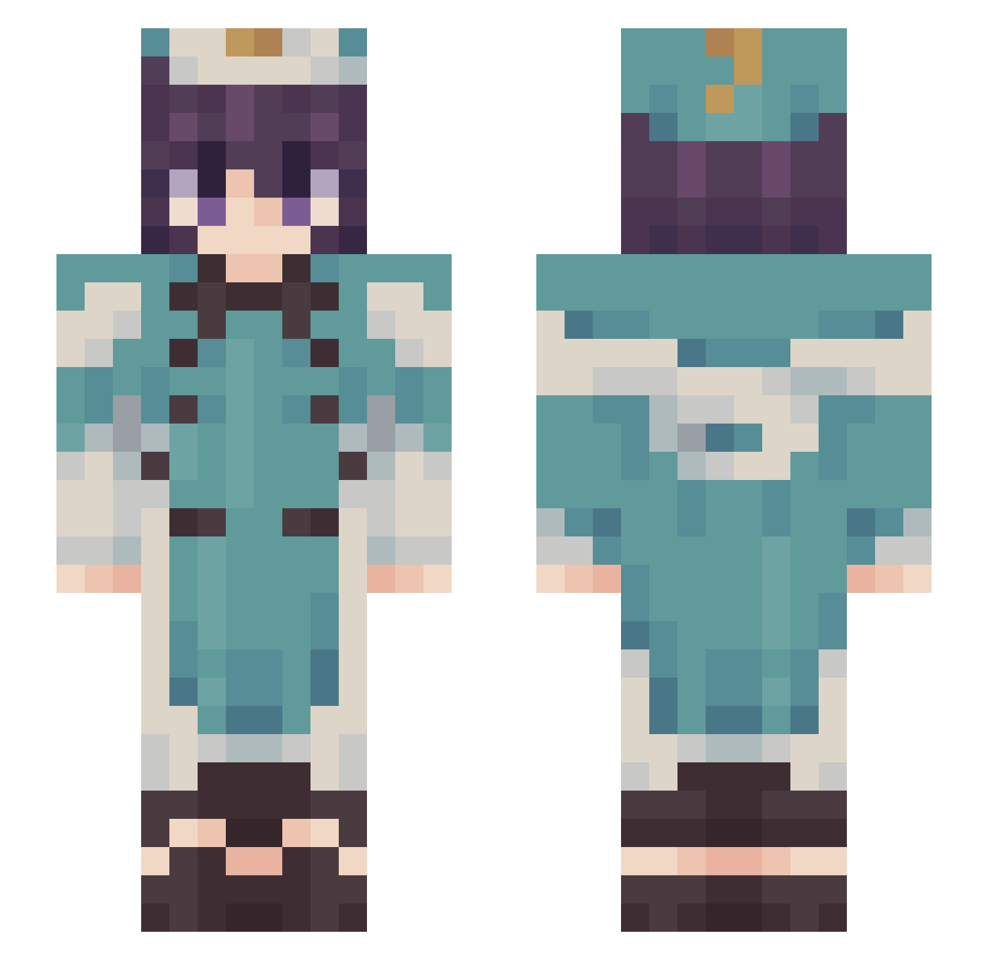 Yazbo Minecraft skin, front and back view