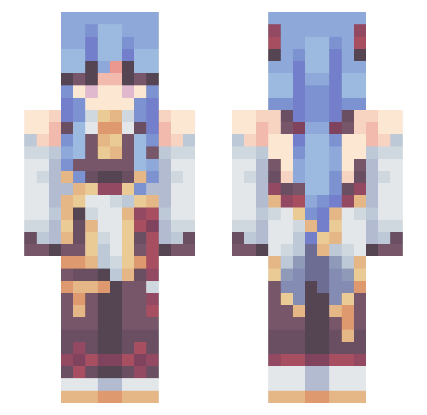 Esded Minecraft skin, front and back view
