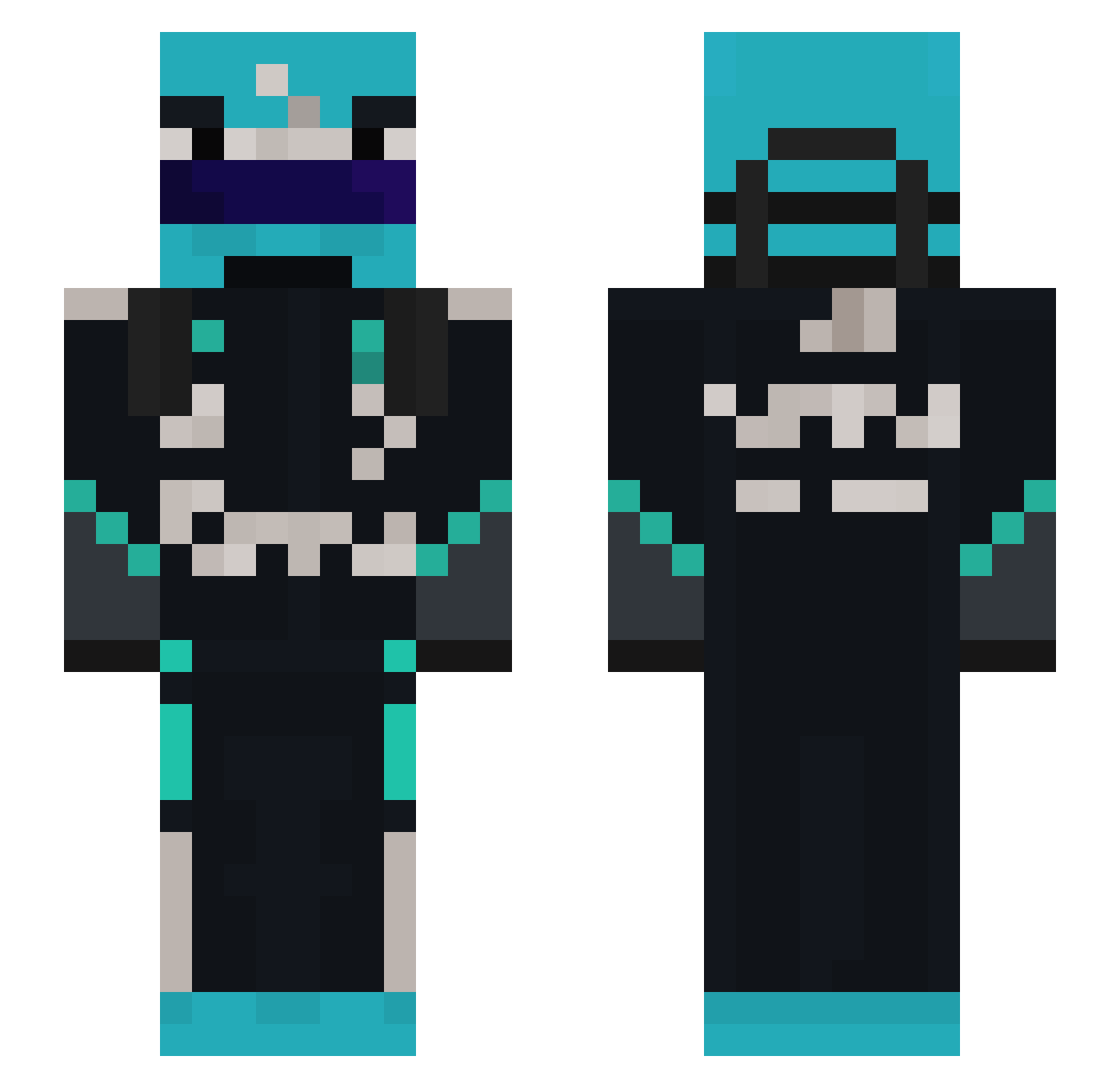 Skitle69 Minecraft skin, front and back view