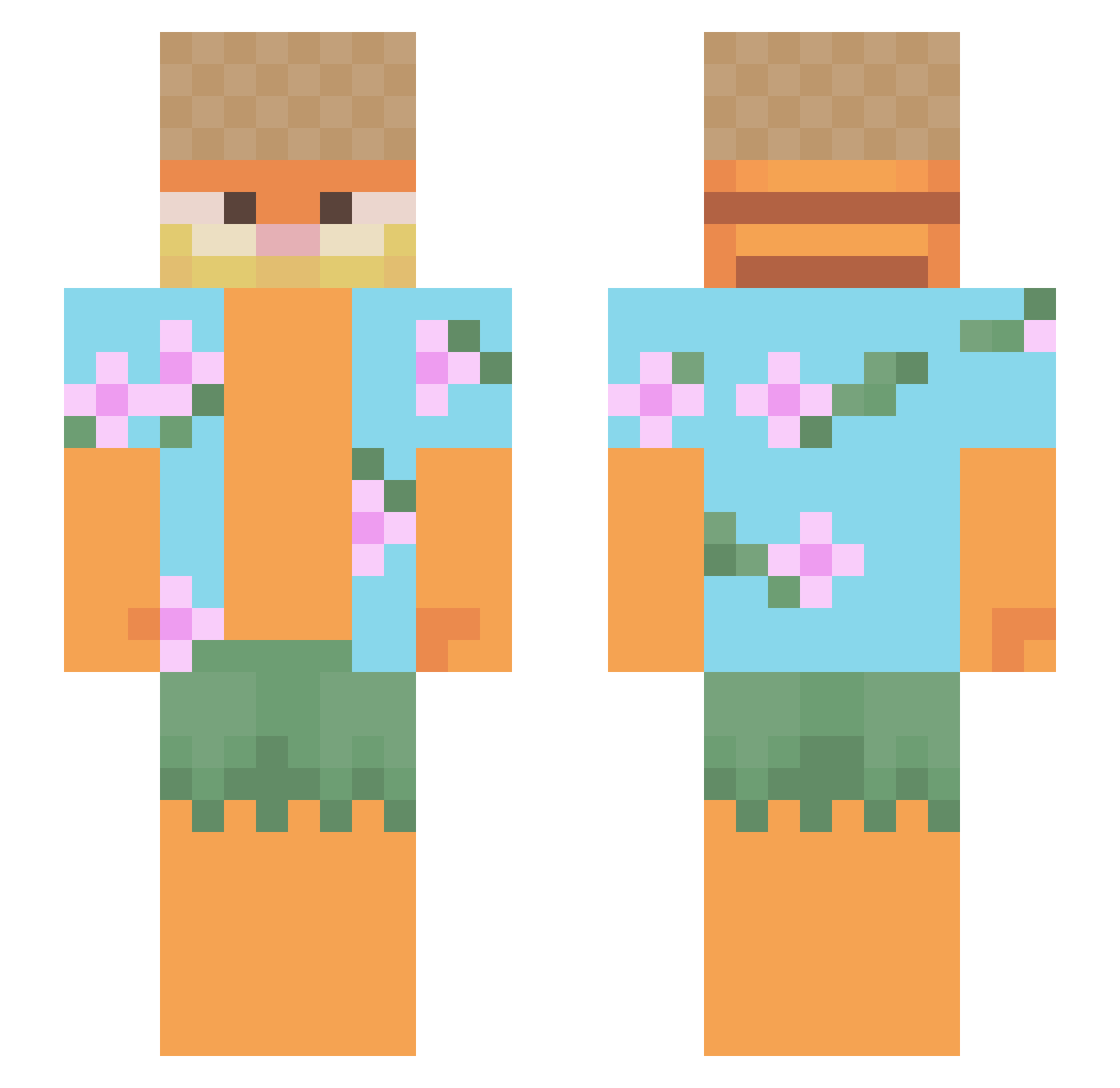 raggel Minecraft skin, front and back view