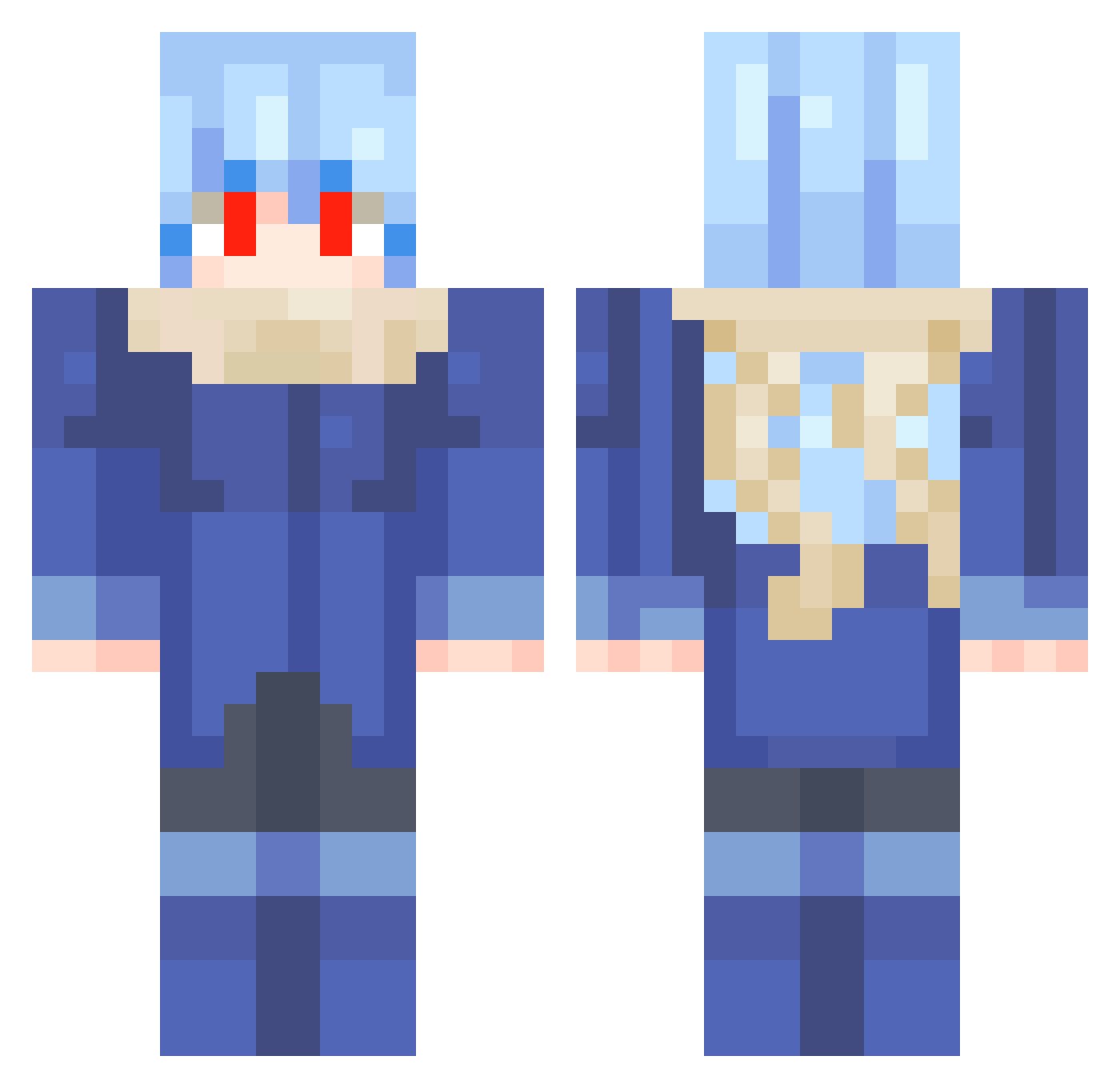 Asthocker Minecraft skin, front and back view