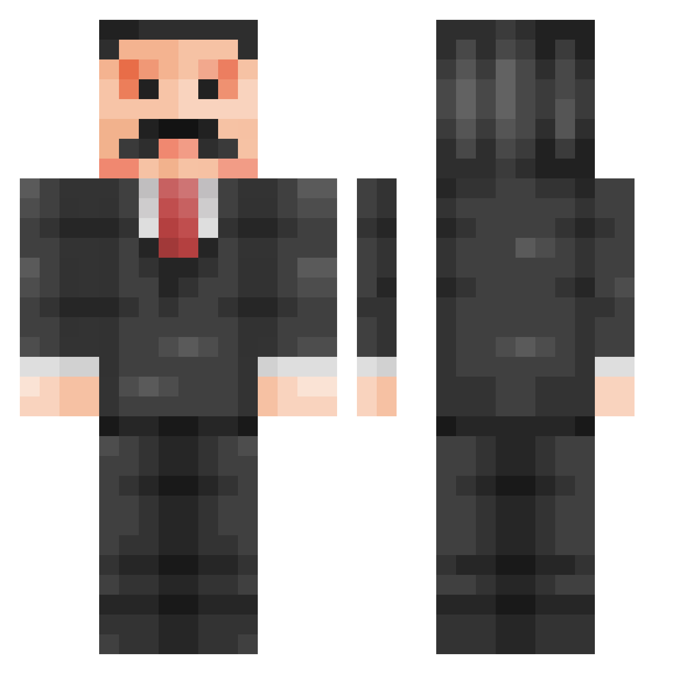 Mulched Minecraft skin, front and back view