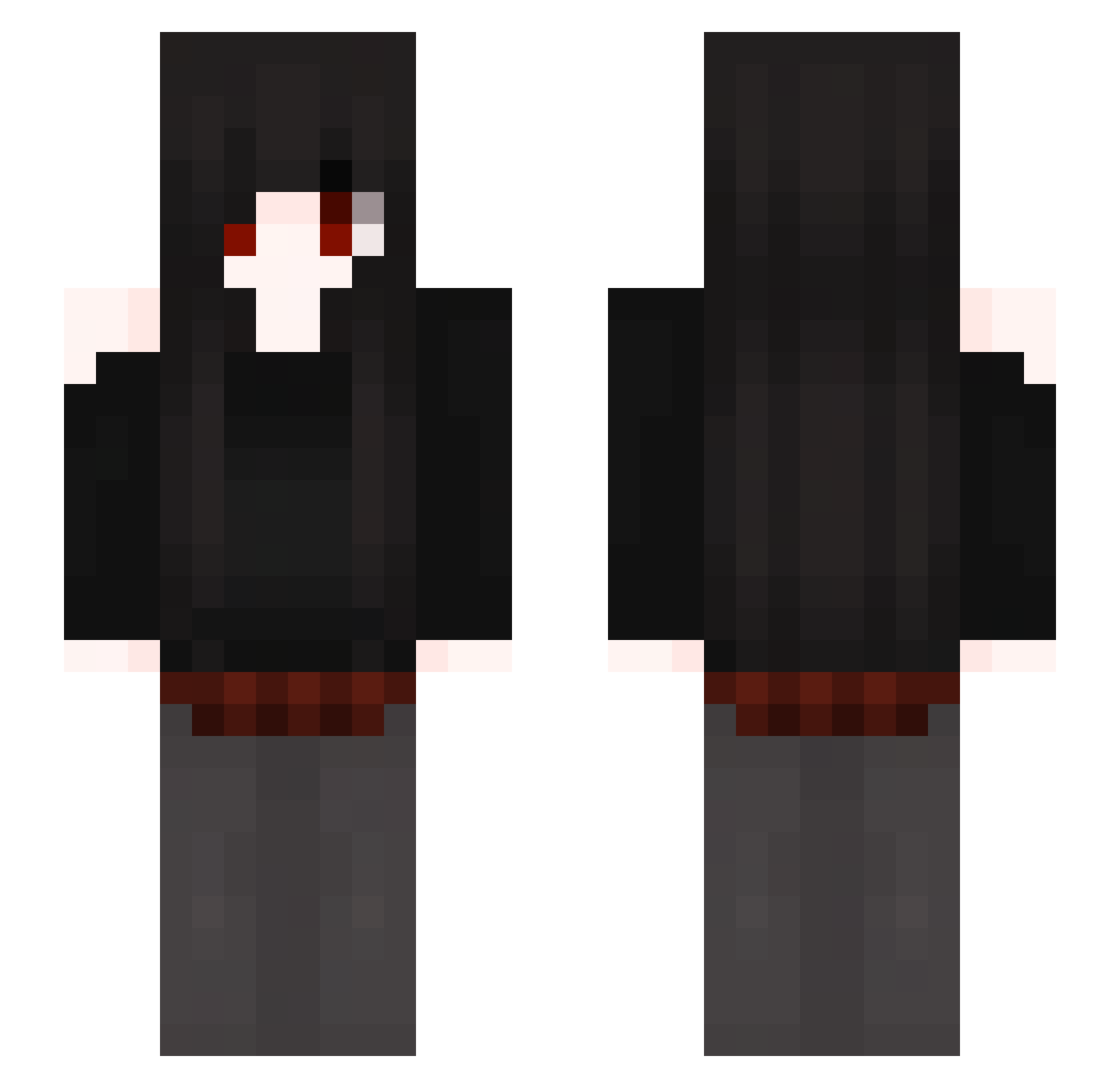 QoneJuly Minecraft skin, front and back view