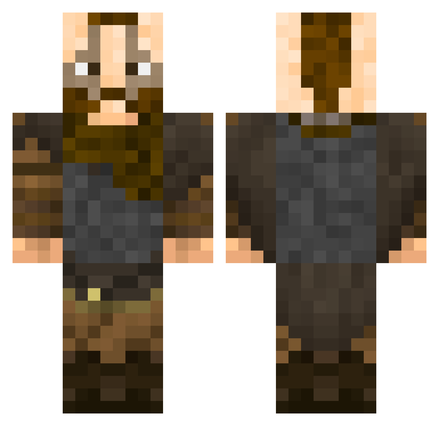 ToroWanted Minecraft skin, front and back view