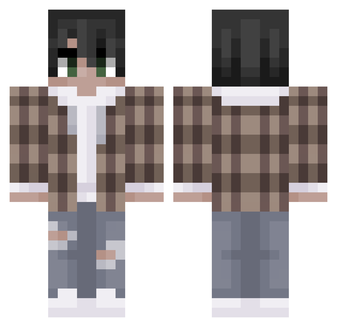 tinynshy Minecraft skin, front and back view