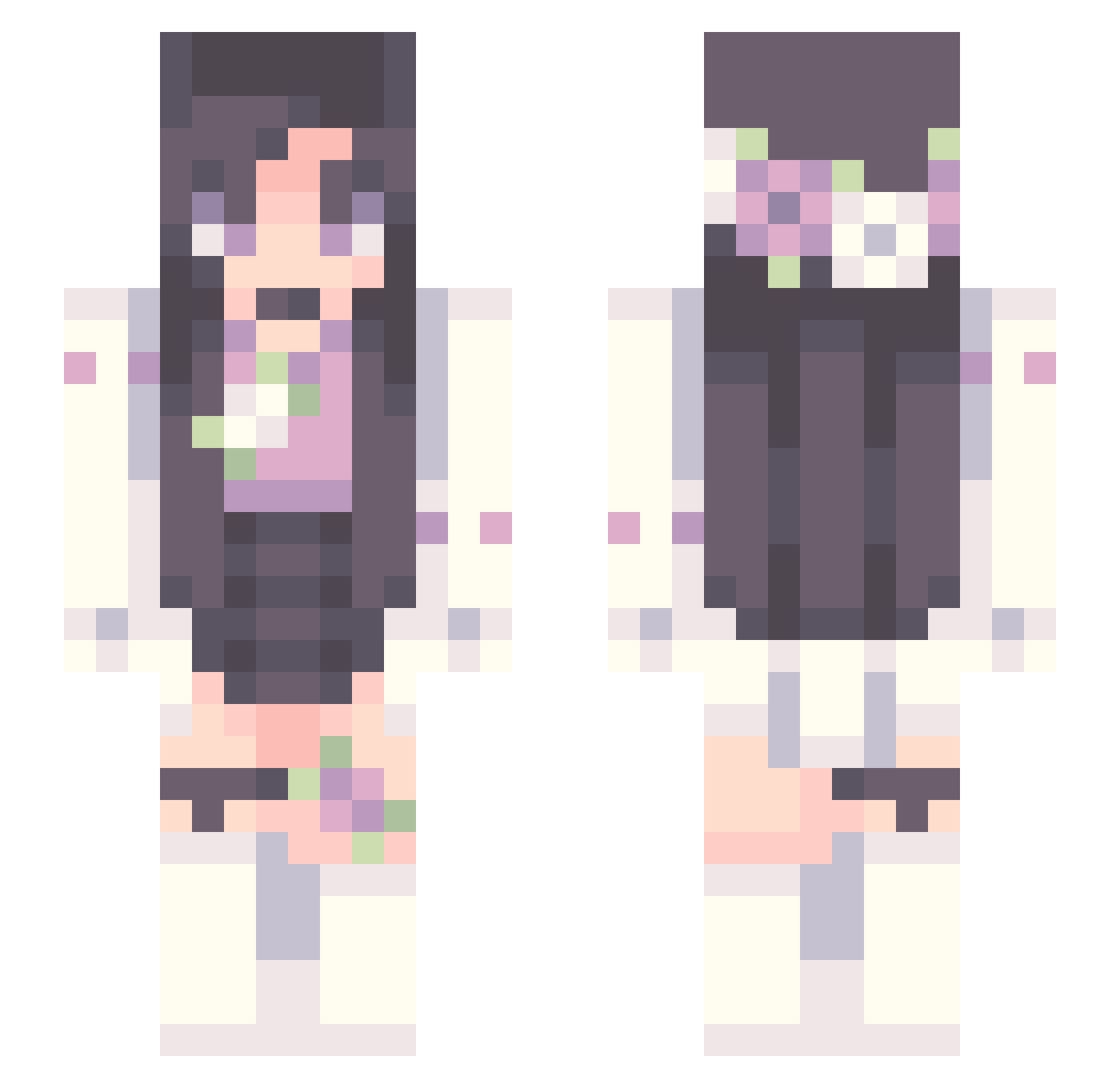 Starlinauwu Minecraft skin, front and back view