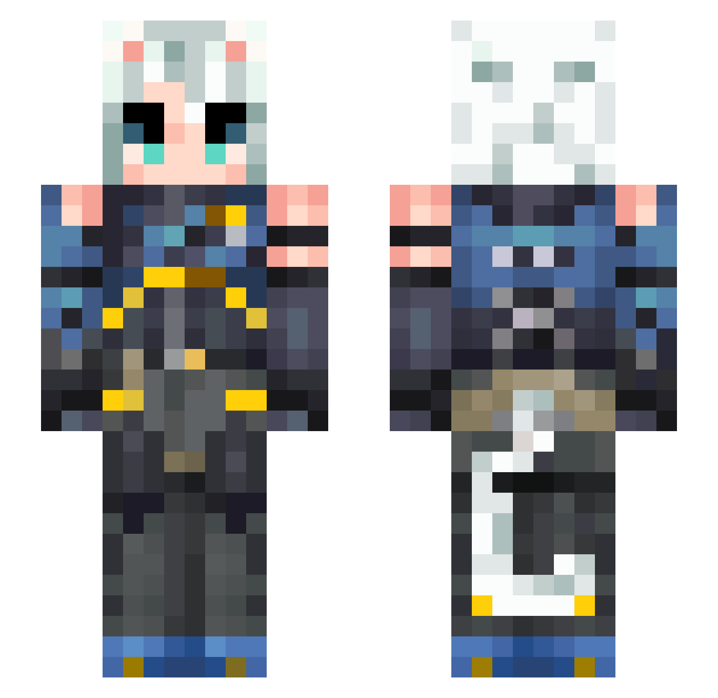 SwissGrease Minecraft skin, front and back view