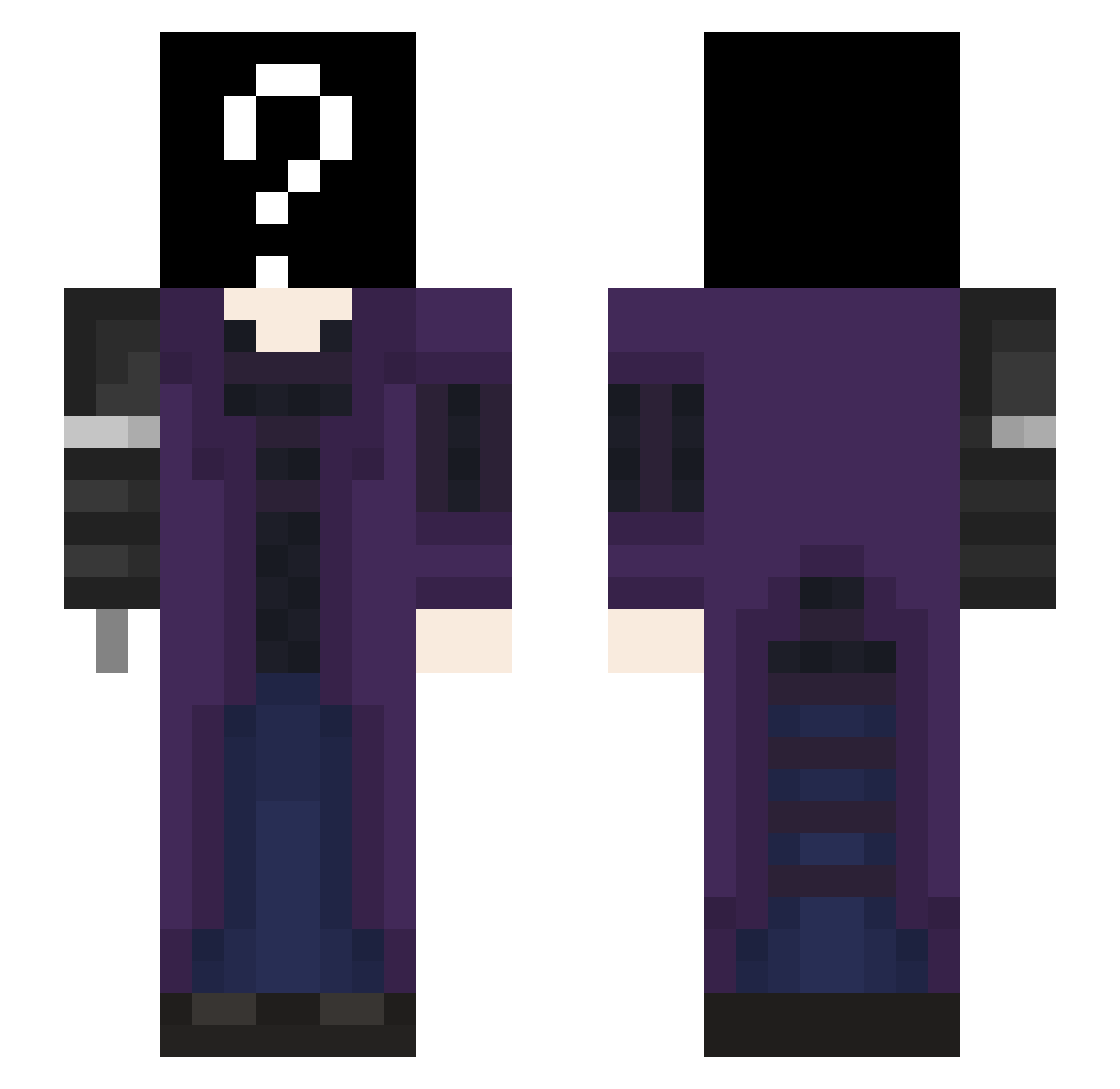 Just_A_Cam Minecraft skin, front and back view