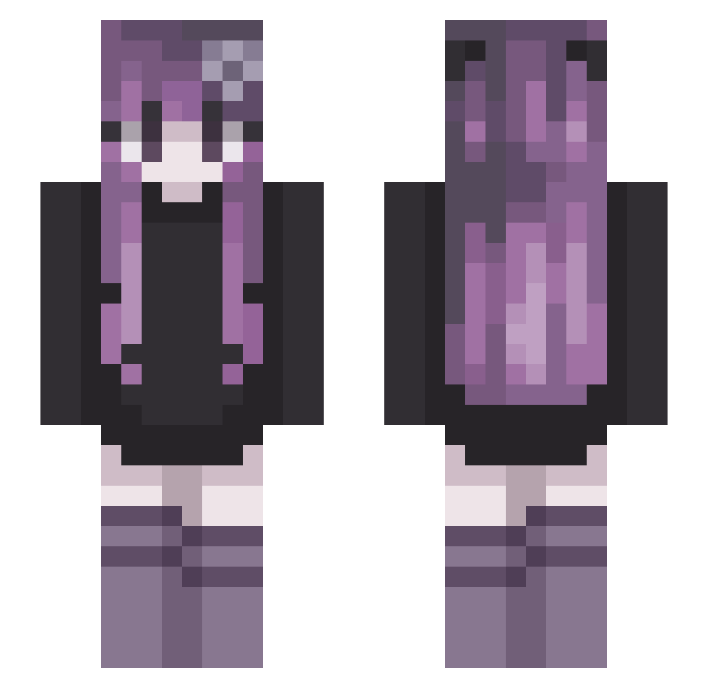 PookaShika Minecraft skin, front and back view