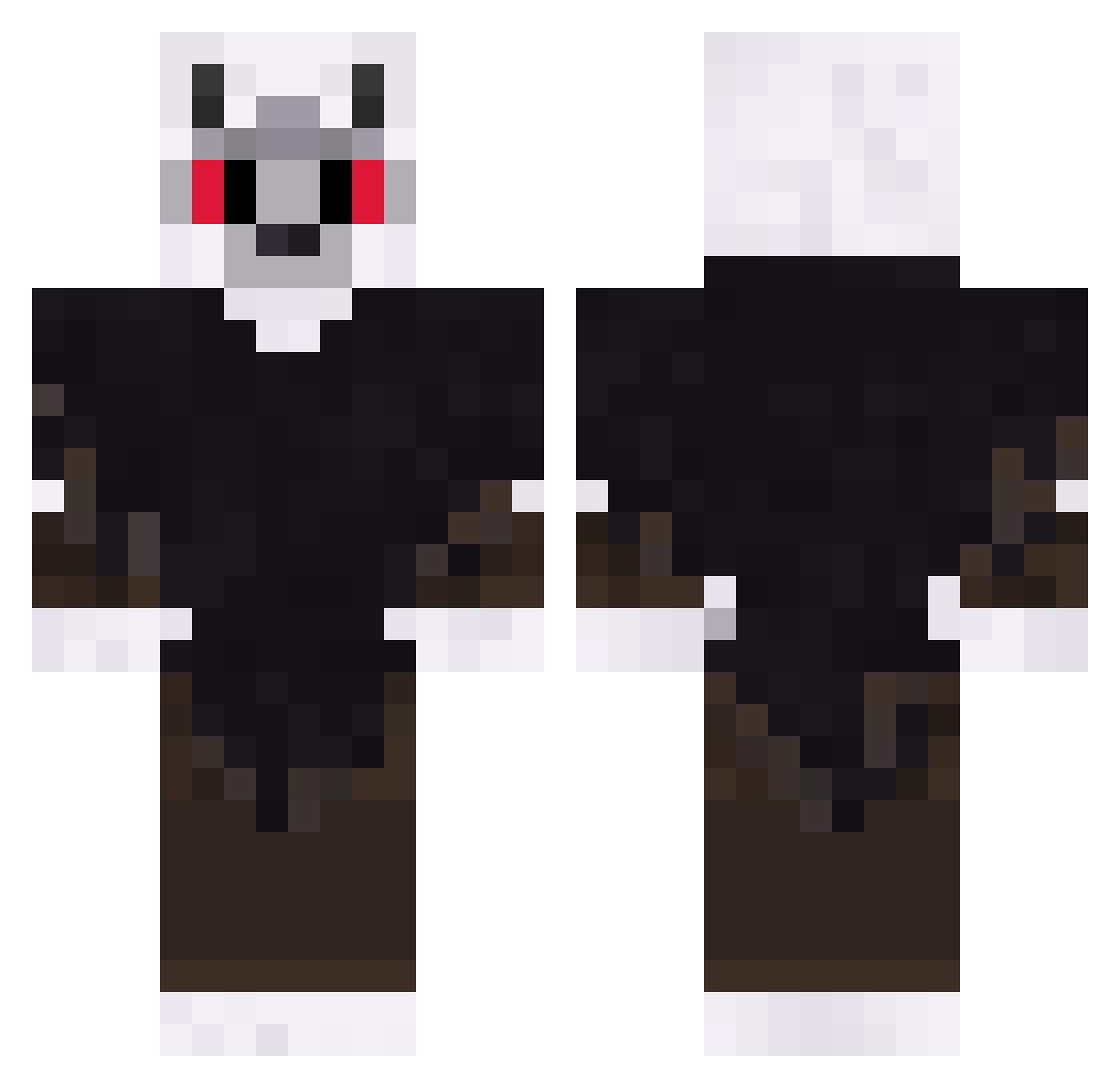 Anthropomancy Minecraft skin, front and back view