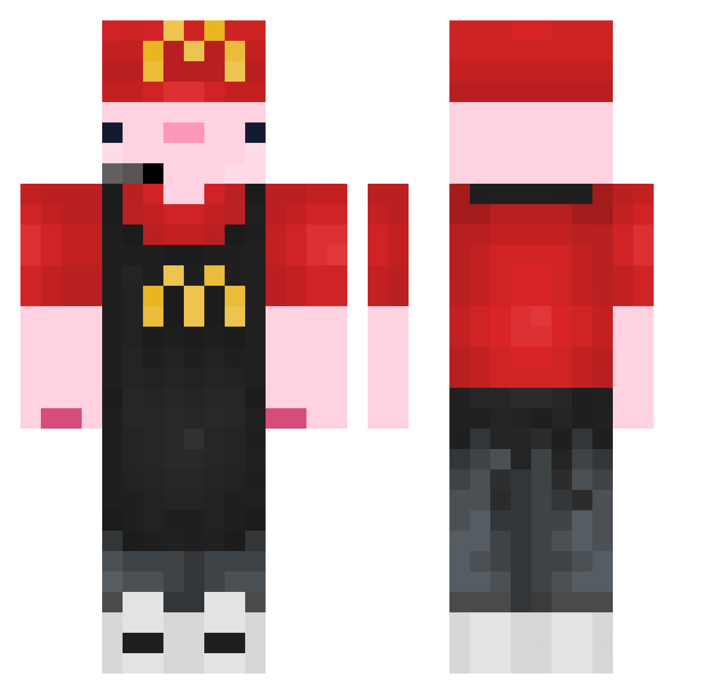 yqga Minecraft skin, front and back view