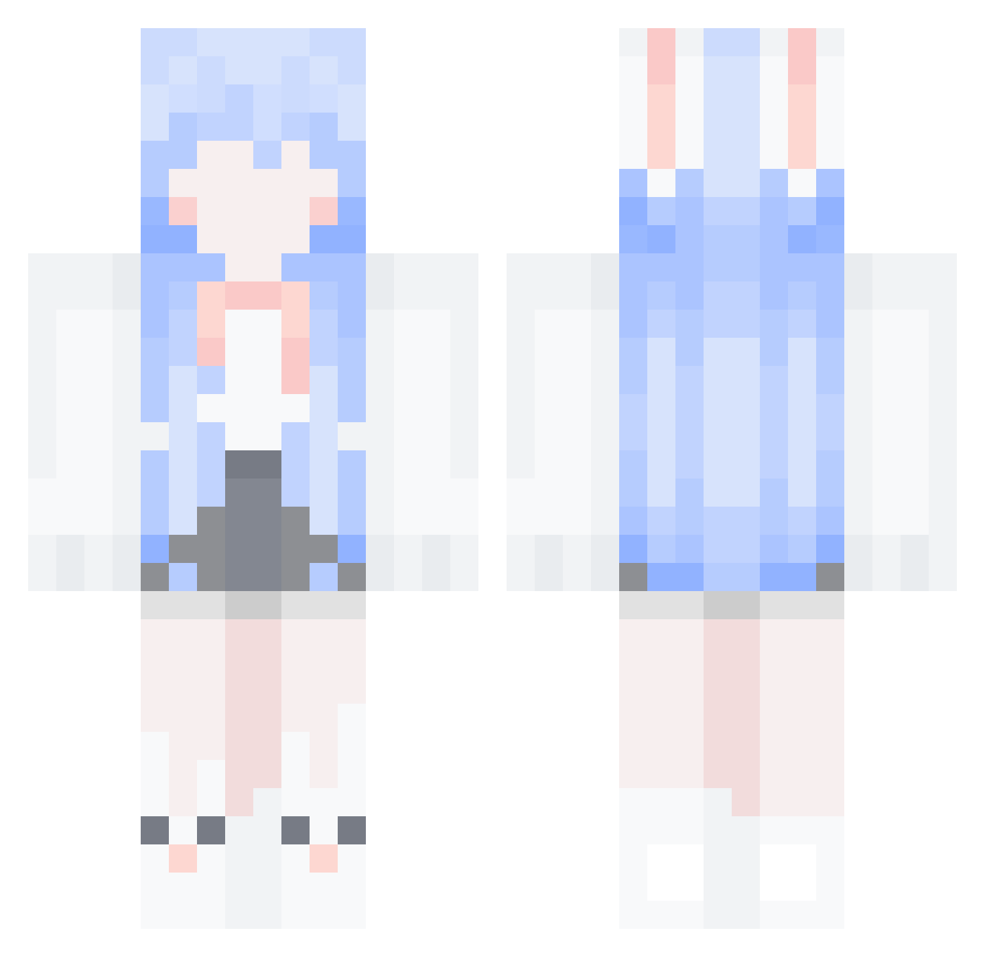 fishfih Minecraft skin, front and back view