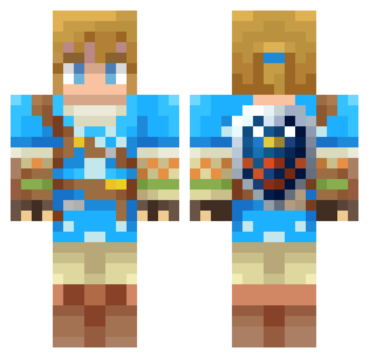 BigTuza Minecraft skin, front and back view